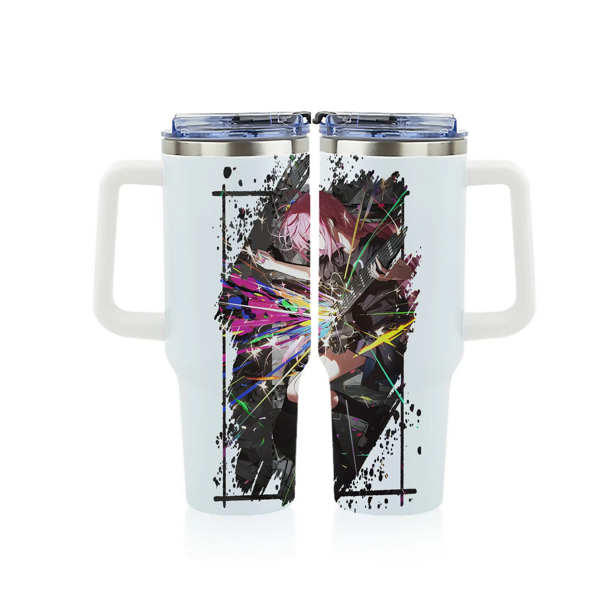 ぼっちざろっく！ グッズ,後藤ひとり - 1200mL フルプリント車用タンブラー ・ 304ステンレス 内側 ・ 201ステンレス 外側 ・ 保温 保冷 ・ 通勤 ドライブ アウトドア用