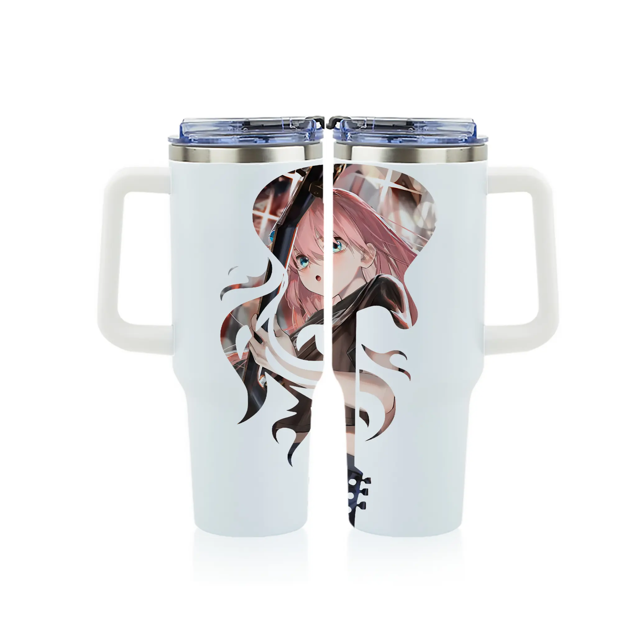 ぼっちざろっく！ グッズ,後藤ひとり - 1200mL フルプリント車用タンブラー ・ 304ステンレス 内側 ・ 201ステンレス 外側 ・ 保温 保冷 ・ 通勤 ドライブ アウトドア用