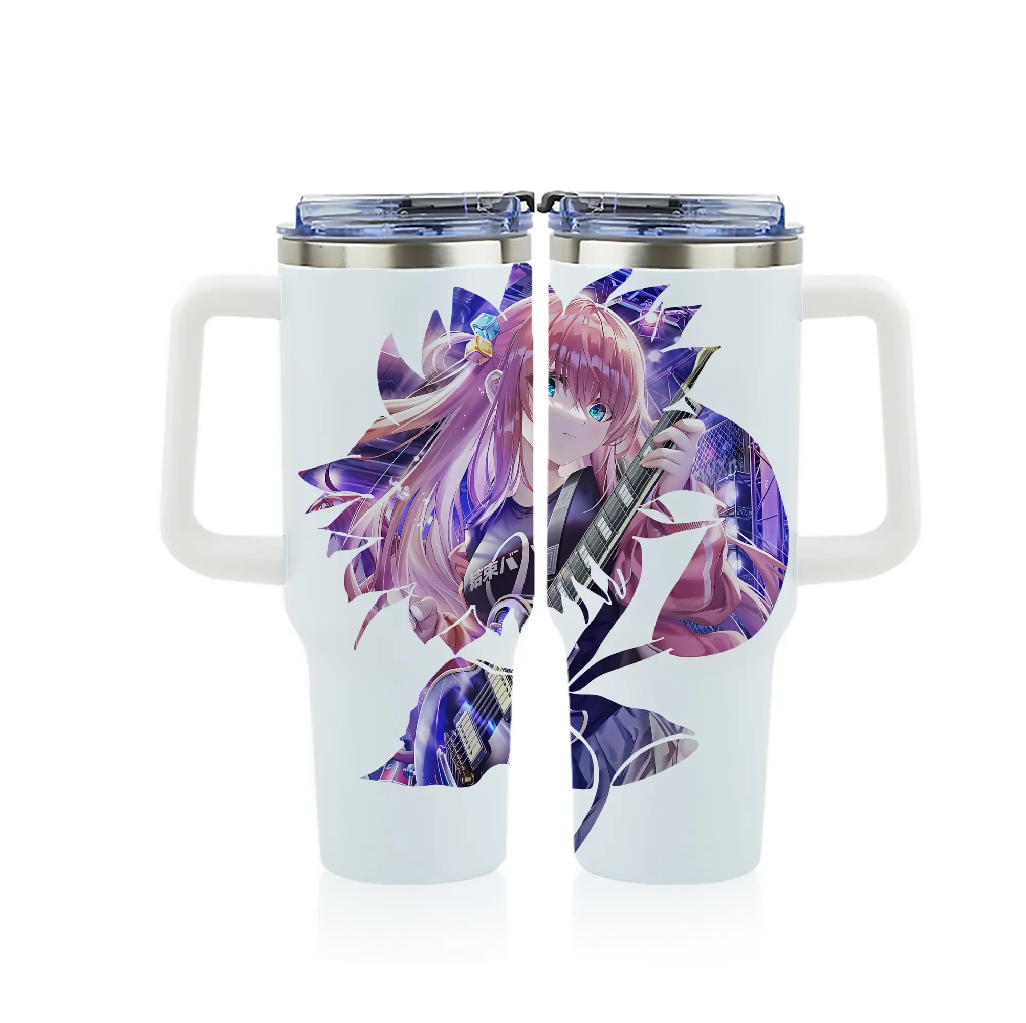 ぼっちざろっく！ グッズ,後藤ひとり - 1200mL フルプリント車用タンブラー ・ 304ステンレス 内側 ・ 201ステンレス 外側 ・ 保温 保冷 ・ 通勤 ドライブ アウトドア用