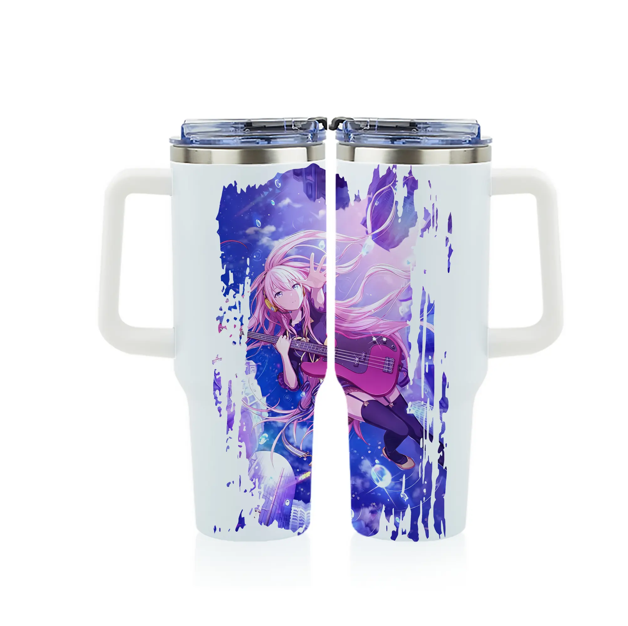 ぼっちざろっく！ グッズ,後藤ひとり - 1200mL フルプリント車用タンブラー ・ 304ステンレス 内側 ・ 201ステンレス 外側 ・ 保温 保冷 ・ 通勤 ドライブ アウトドア用