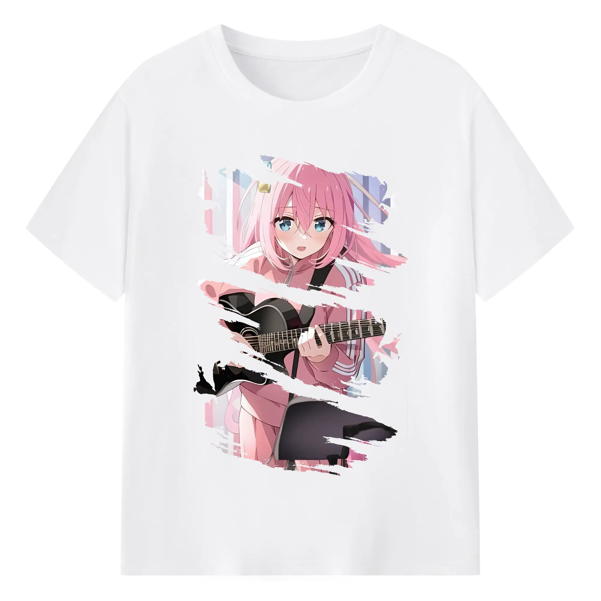 ぼっちざろっく！ グッズ,後藤ひとり - 綿100％ 半袖Tシャツ ・ フロントプリント ・ 快適 通気性 ・ 日常使い 散歩 スポーツ用