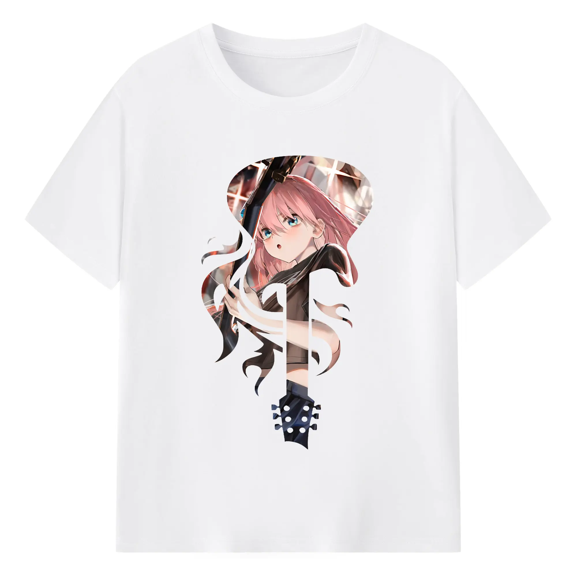 ぼっちざろっく！ グッズ,後藤ひとり - 綿100％ 半袖Tシャツ ・ フロントプリント ・ 快適 通気性 ・ 日常使い 散歩 スポーツ用