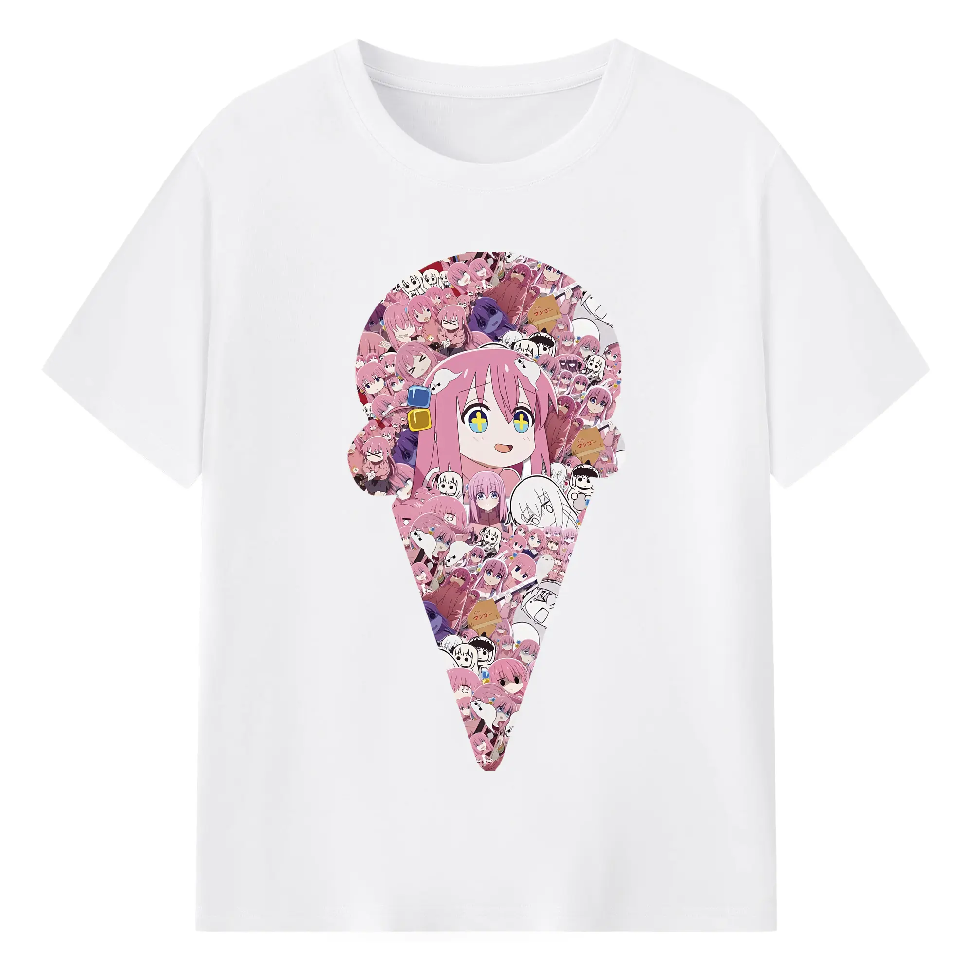 ぼっちざろっく！ グッズ,後藤ひとり - 綿100％ 半袖Tシャツ ・ フロントプリント ・ 快適 通気性 ・ 日常使い 散歩 スポーツ用