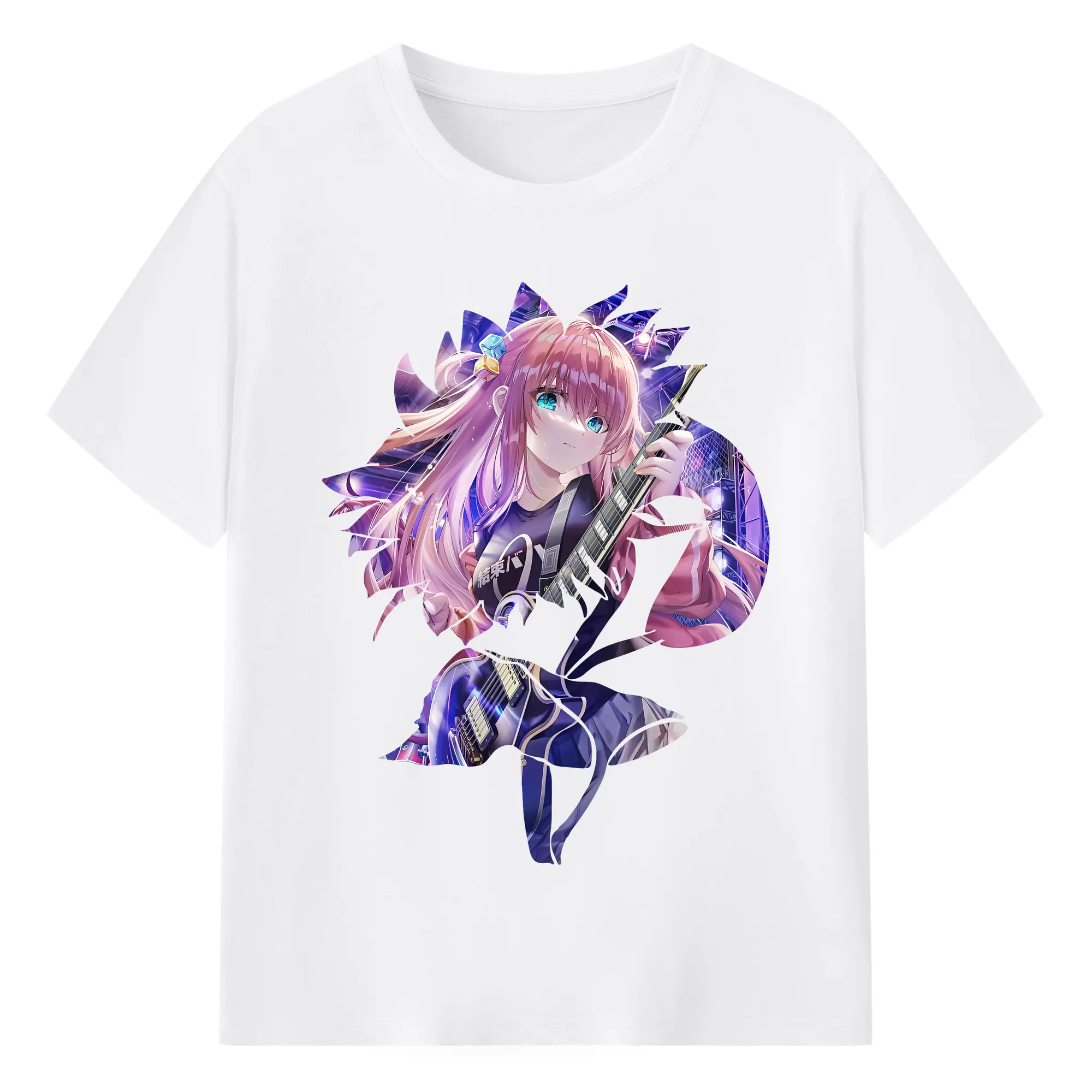 ぼっちざろっく！ グッズ,後藤ひとり - 綿100％ 半袖Tシャツ ・ フロントプリント ・ 快適 通気性 ・ 日常使い 散歩 スポーツ用