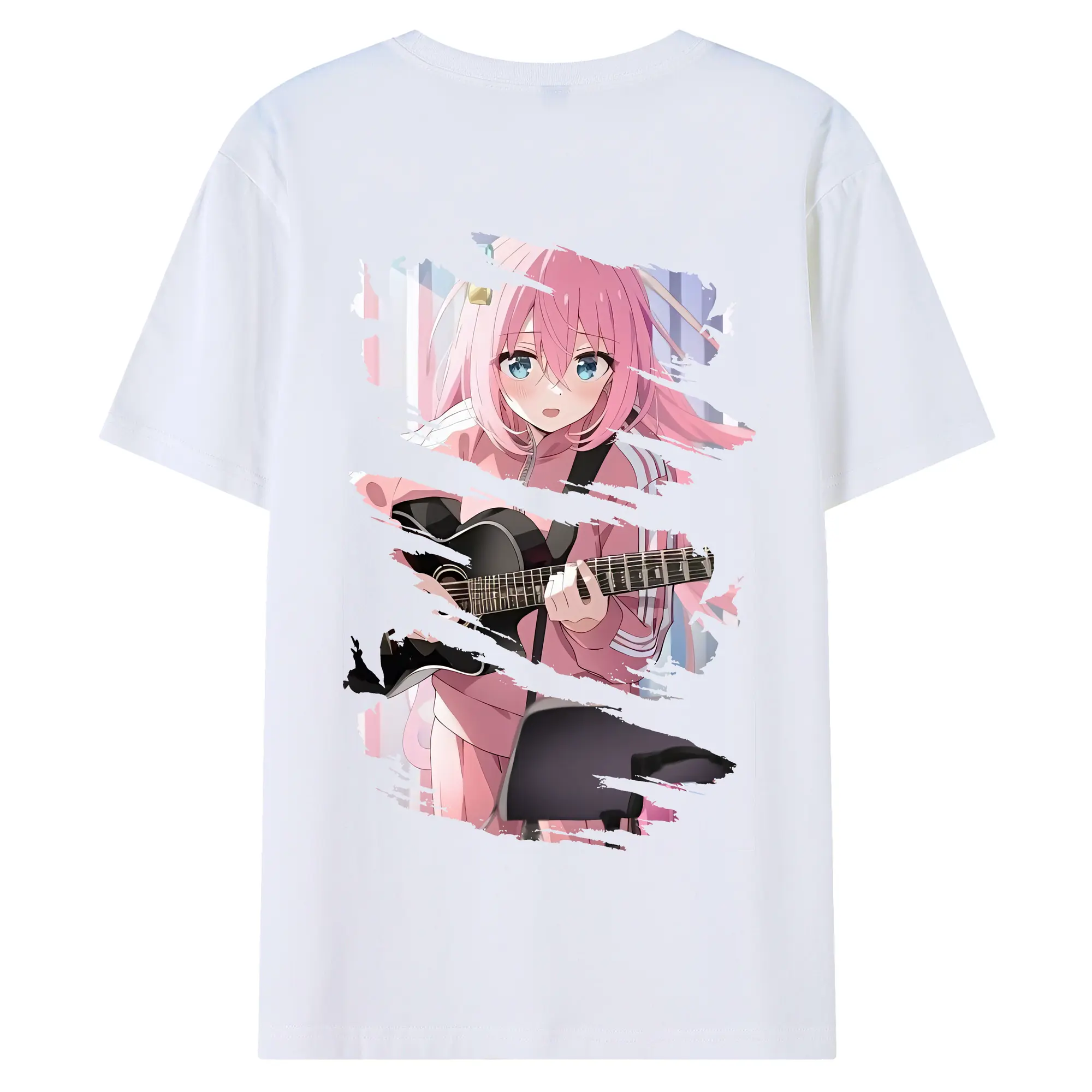 ぼっちざろっく！ グッズ,後藤ひとり - 綿100％ 半袖Tシャツ ・ バックプリント ・ 快適 通気性 ・ 日常使い 散歩 スポーツ用