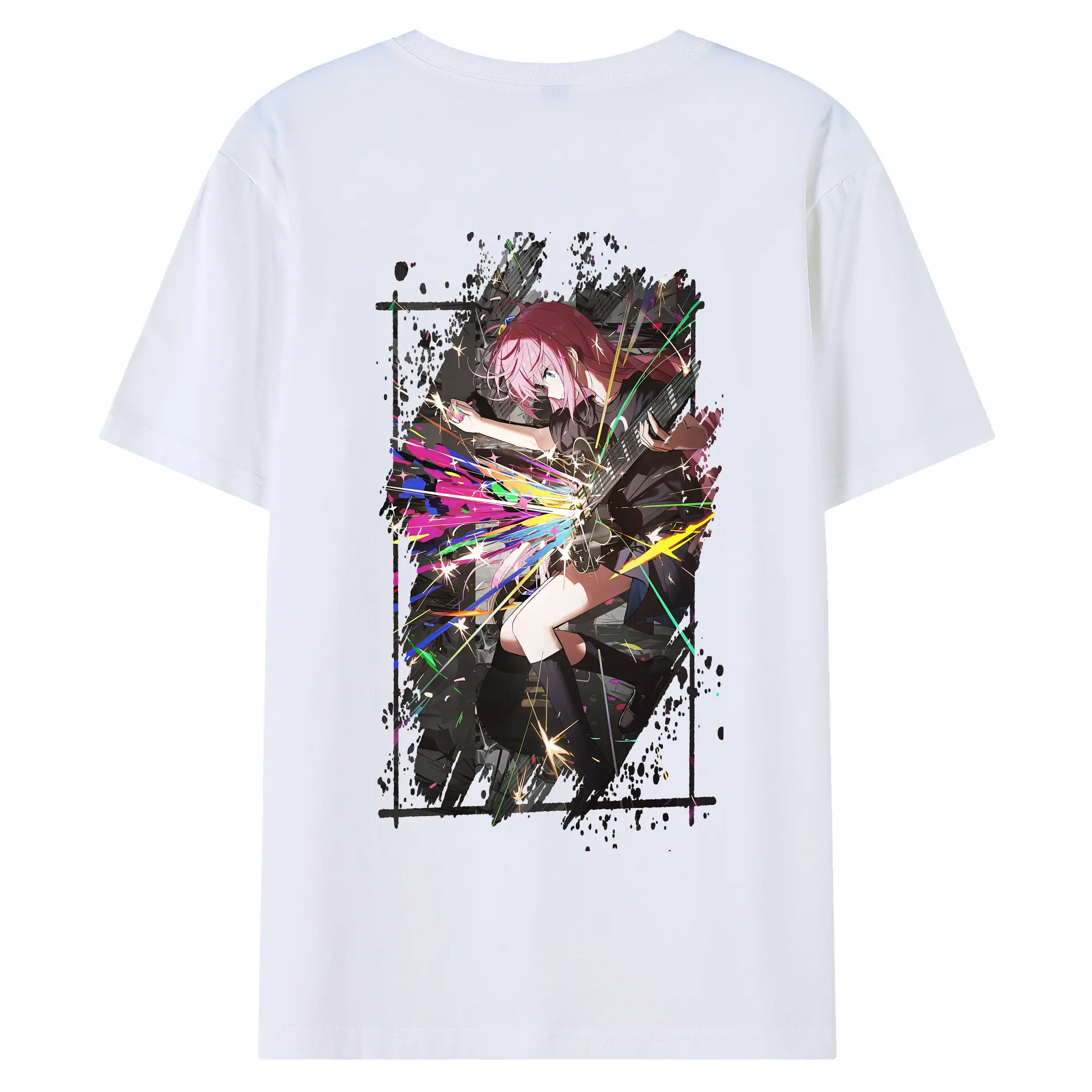 ぼっちざろっく！ グッズ,後藤ひとり - 綿100％ 半袖Tシャツ ・ バックプリント ・ 快適 通気性 ・ 日常使い 散歩 スポーツ用