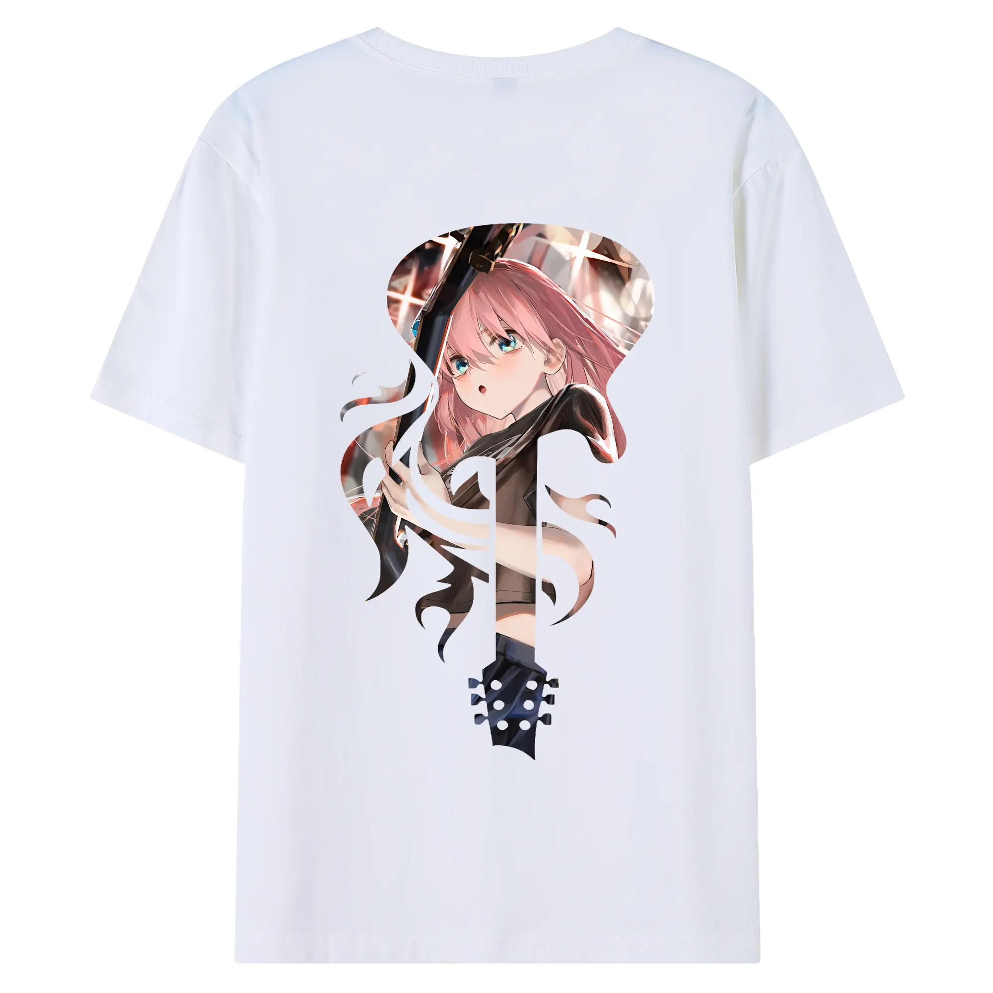 ぼっちざろっく！ グッズ,後藤ひとり - 綿100％ 半袖Tシャツ ・ バックプリント ・ 快適 通気性 ・ 日常使い 散歩 スポーツ用