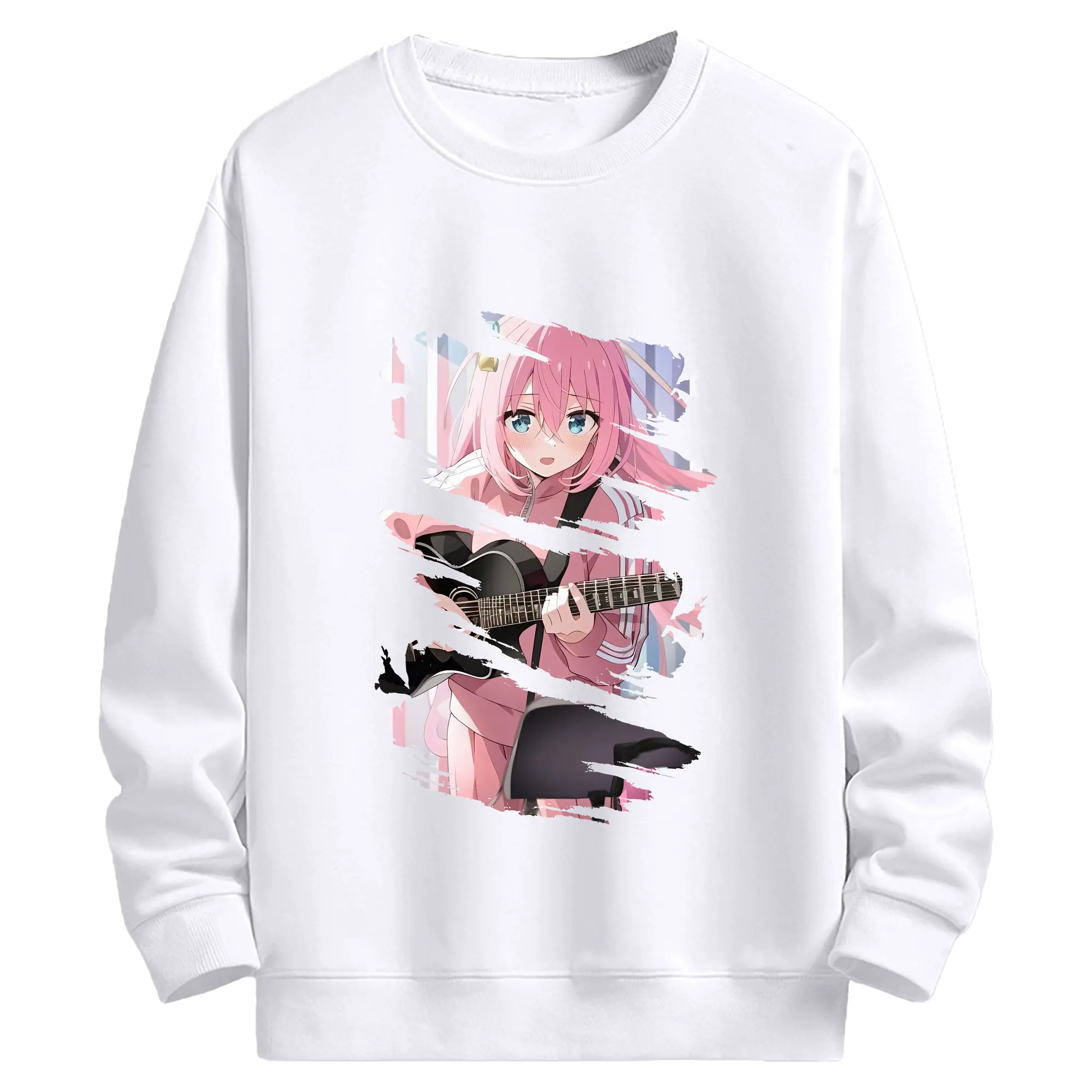 ぼっちざろっく！ グッズ,後藤ひとり - 高品質 クルーネック スウェット ・ コットン59％ ポリエステル41％ ・ ユニセックス 長袖 トレーナー ・ カジュアル デイリー スポーツ 散歩用