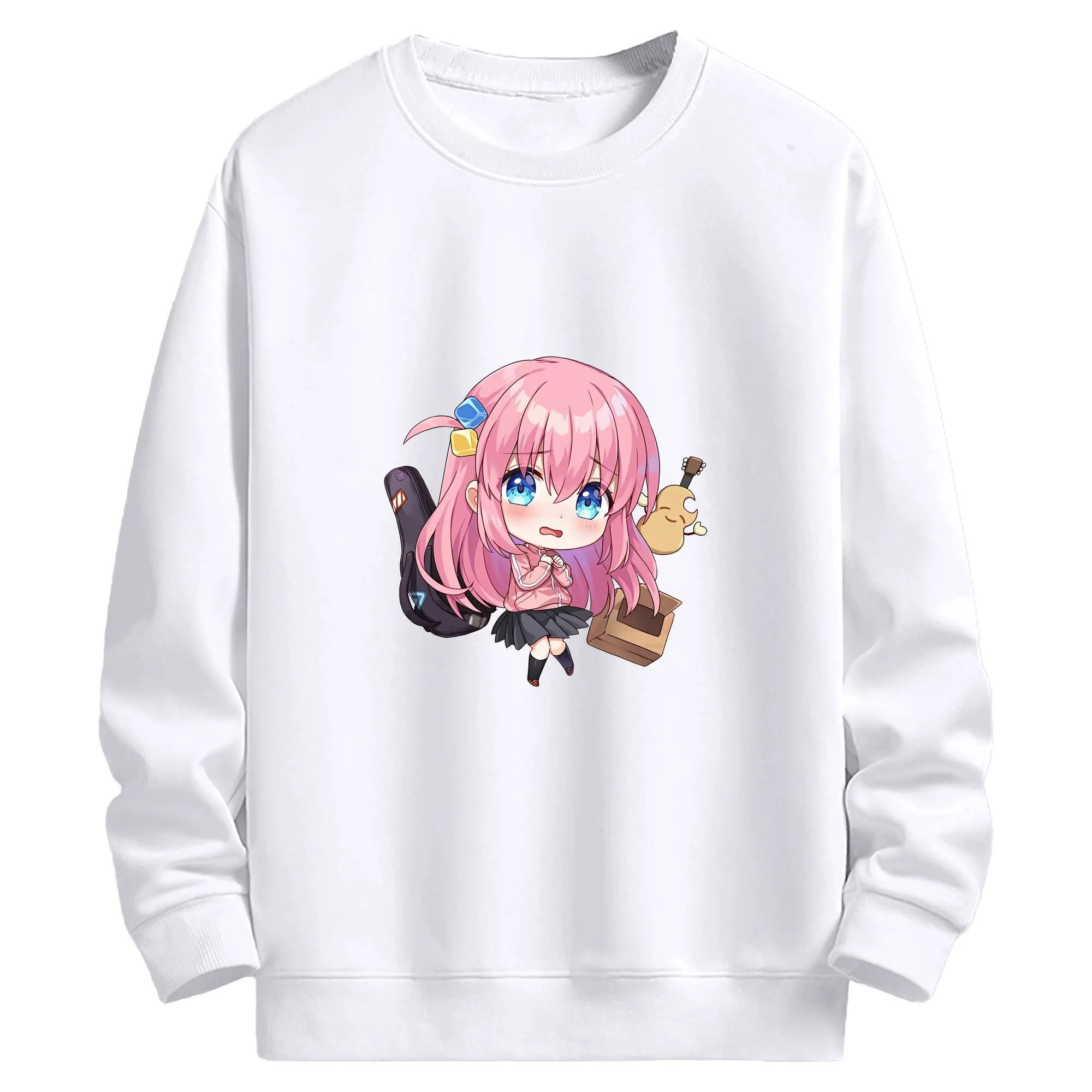 ぼっちざろっく！ グッズ,後藤ひとり - 高品質 クルーネック スウェット ・ コットン59％ ポリエステル41％ ・ ユニセックス 長袖 トレーナー ・ カジュアル デイリー スポーツ 散歩用