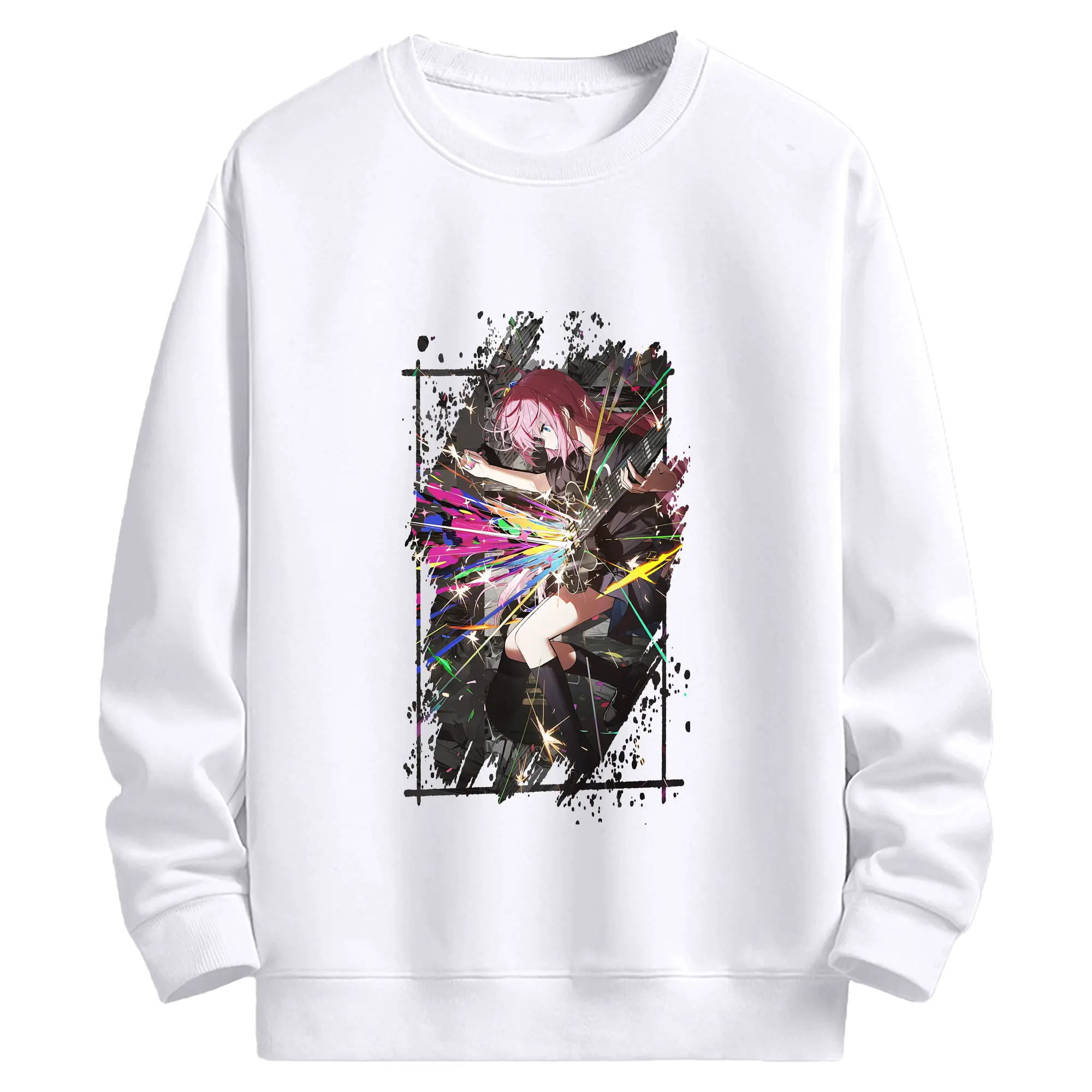 ぼっちざろっく！ グッズ,後藤ひとり - 高品質 クルーネック スウェット ・ コットン59％ ポリエステル41％ ・ ユニセックス 長袖 トレーナー ・ カジュアル デイリー スポーツ 散歩用