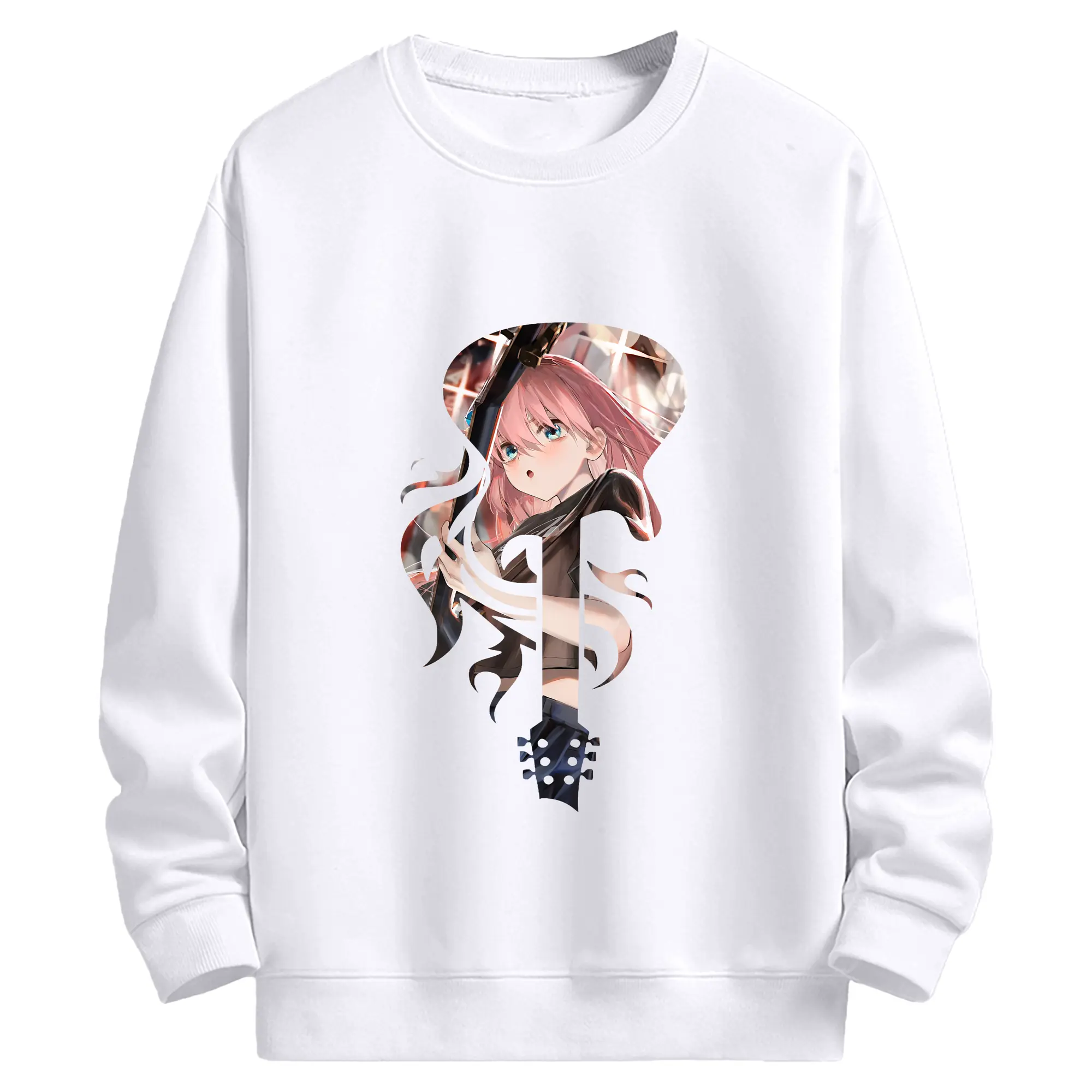 ぼっちざろっく！ グッズ,後藤ひとり - 高品質 クルーネック スウェット ・ コットン59％ ポリエステル41％ ・ ユニセックス 長袖 トレーナー ・ カジュアル デイリー スポーツ 散歩用