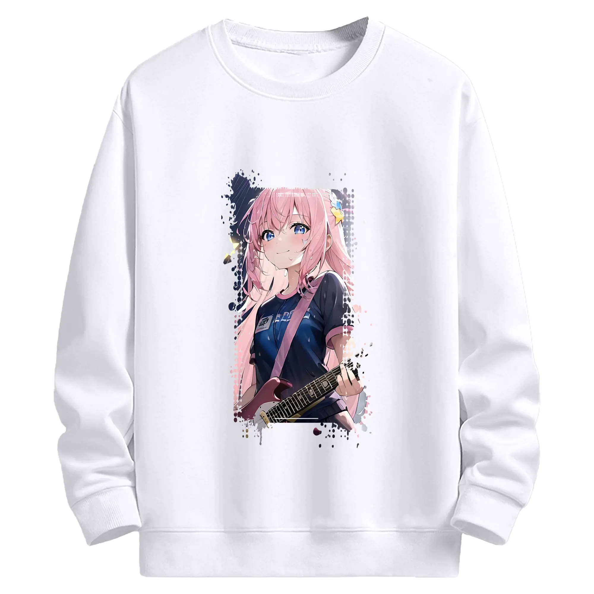 ぼっちざろっく！ グッズ,後藤ひとり - 高品質 クルーネック スウェット ・ コットン59％ ポリエステル41％ ・ ユニセックス 長袖 トレーナー ・ カジュアル デイリー スポーツ 散歩用