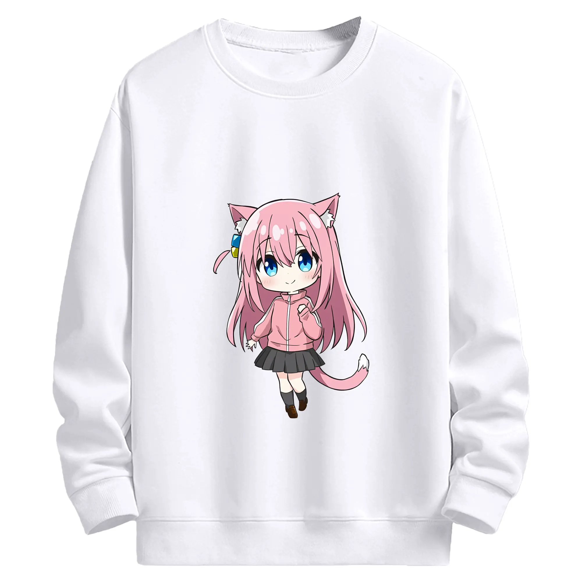 ぼっちざろっく！ グッズ,後藤ひとり - 高品質 クルーネック スウェット ・ コットン59％ ポリエステル41％ ・ ユニセックス 長袖 トレーナー ・ カジュアル デイリー スポーツ 散歩用