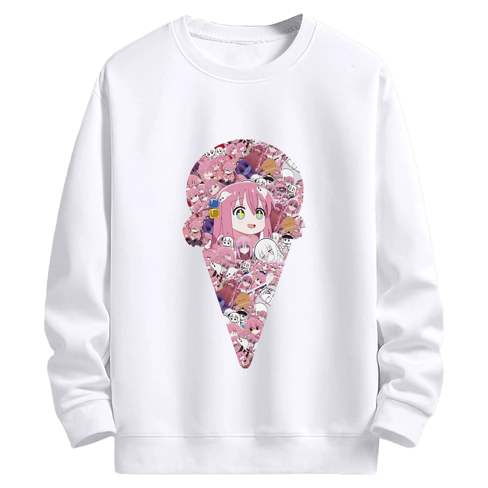 ぼっちざろっく！ グッズ,後藤ひとり - 高品質 クルーネック スウェット ・ コットン59％ ポリエステル41％ ・ ユニセックス 長袖 トレーナー ・ カジュアル デイリー スポーツ 散歩用