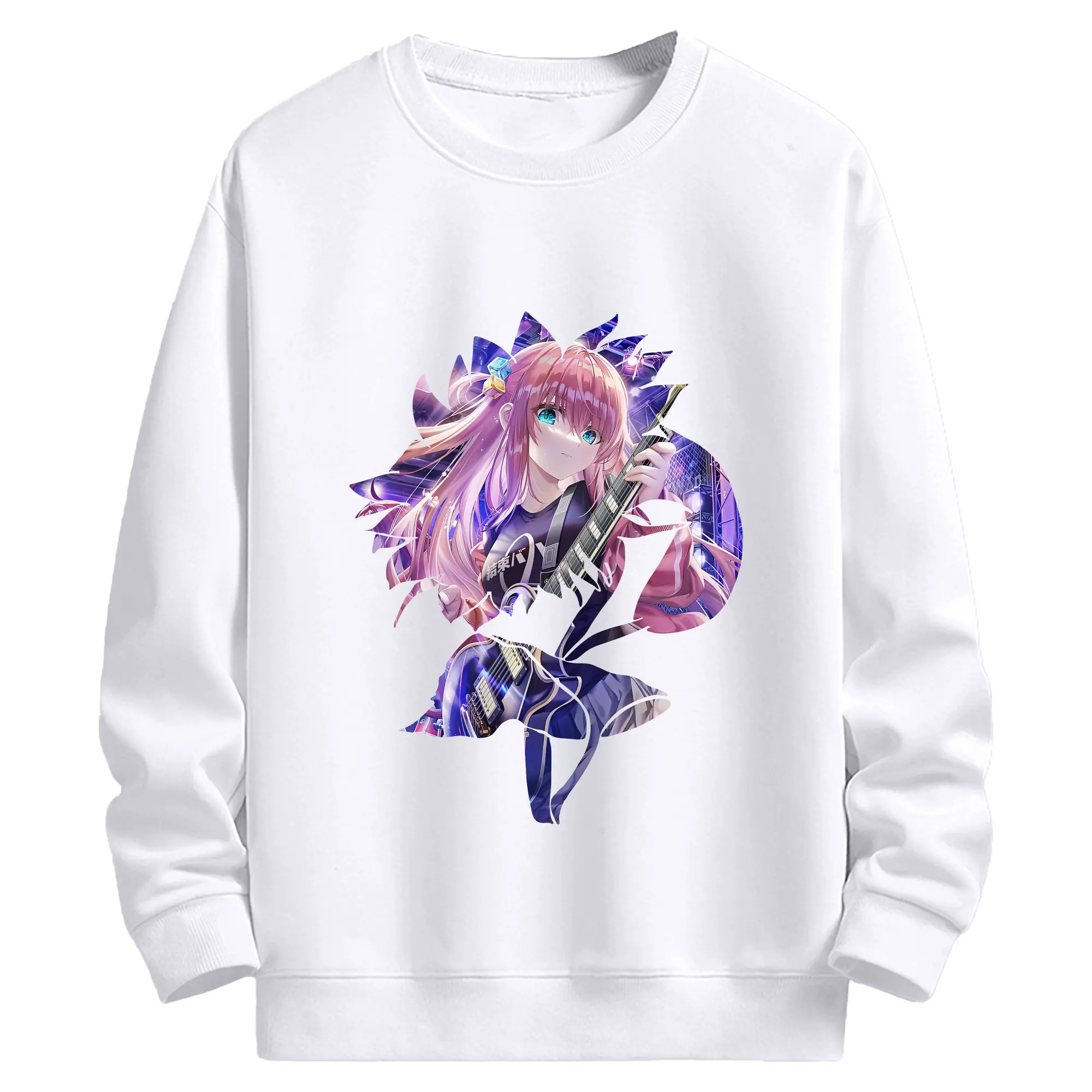 ぼっちざろっく！ グッズ,後藤ひとり - 高品質 クルーネック スウェット ・ コットン59％ ポリエステル41％ ・ ユニセックス 長袖 トレーナー ・ カジュアル デイリー スポーツ 散歩用