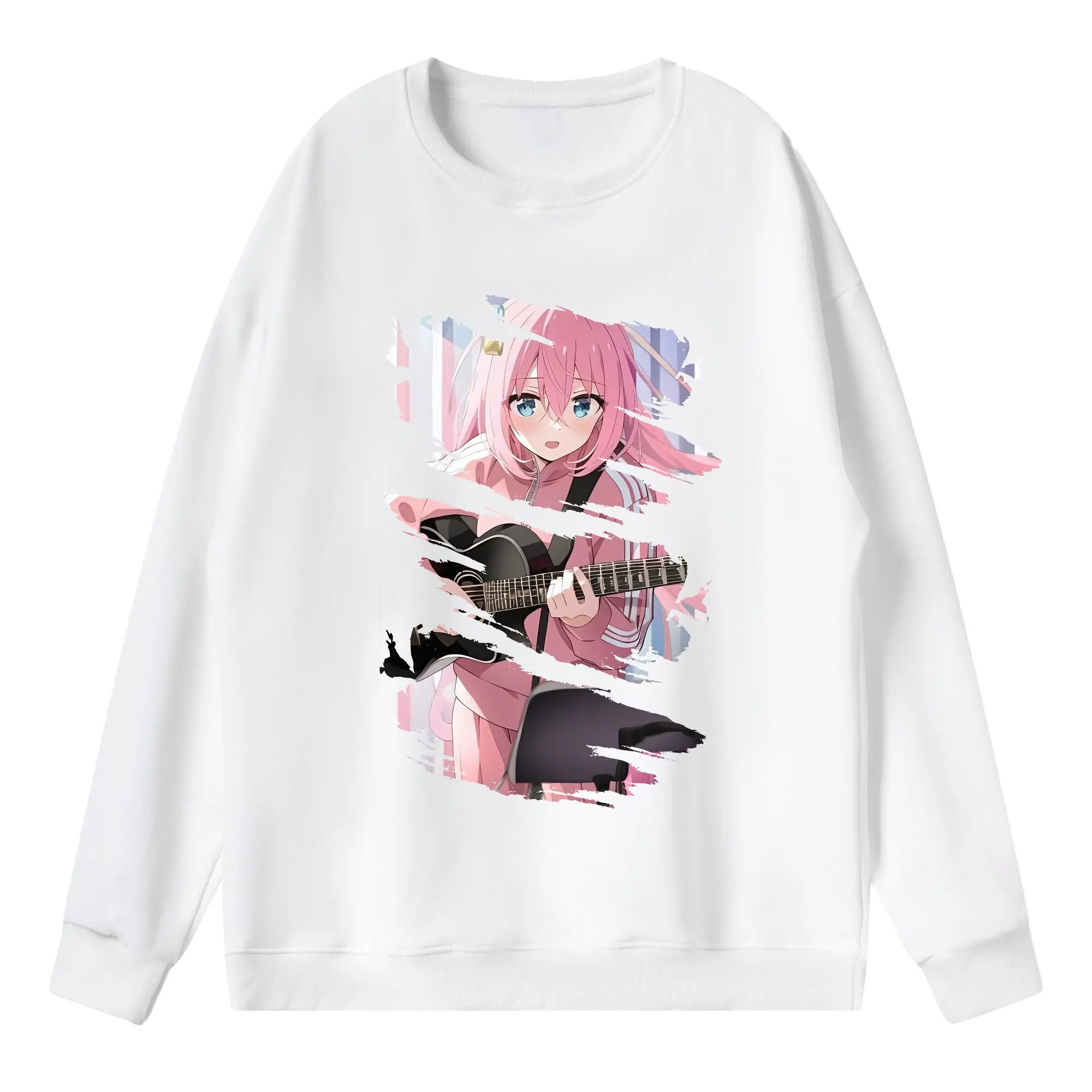 ぼっちざろっく！ グッズ,後藤ひとり - 薄手 クルーネック スウェット 裏毛260g · ポリエステル 春秋向け カジュアル 男女兼用 · トレーナー デイリー スポーツ 散歩に最適