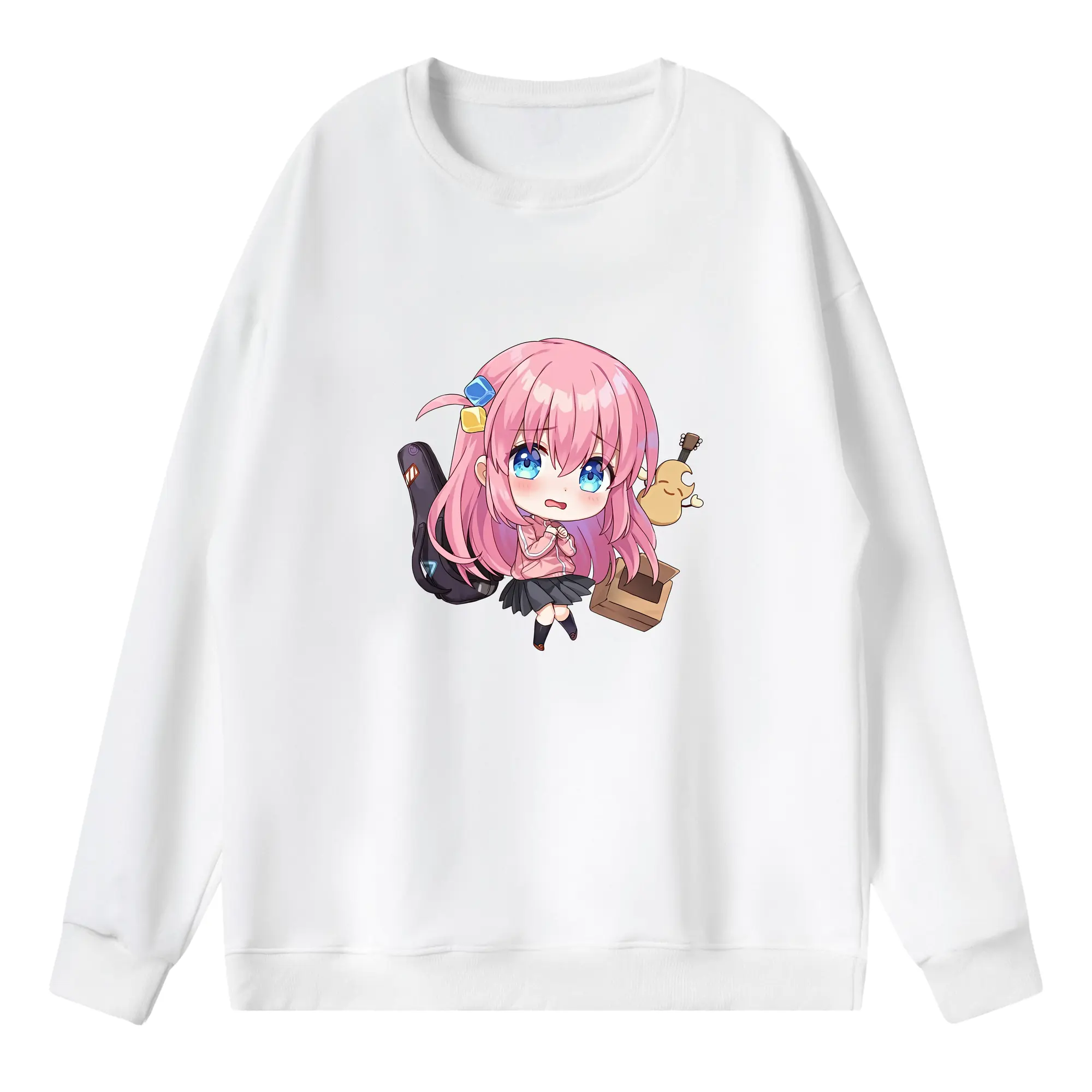 ぼっちざろっく！ グッズ,後藤ひとり - 薄手 クルーネック スウェット 裏毛260g · ポリエステル 春秋向け カジュアル 男女兼用 · トレーナー デイリー スポーツ 散歩に最適