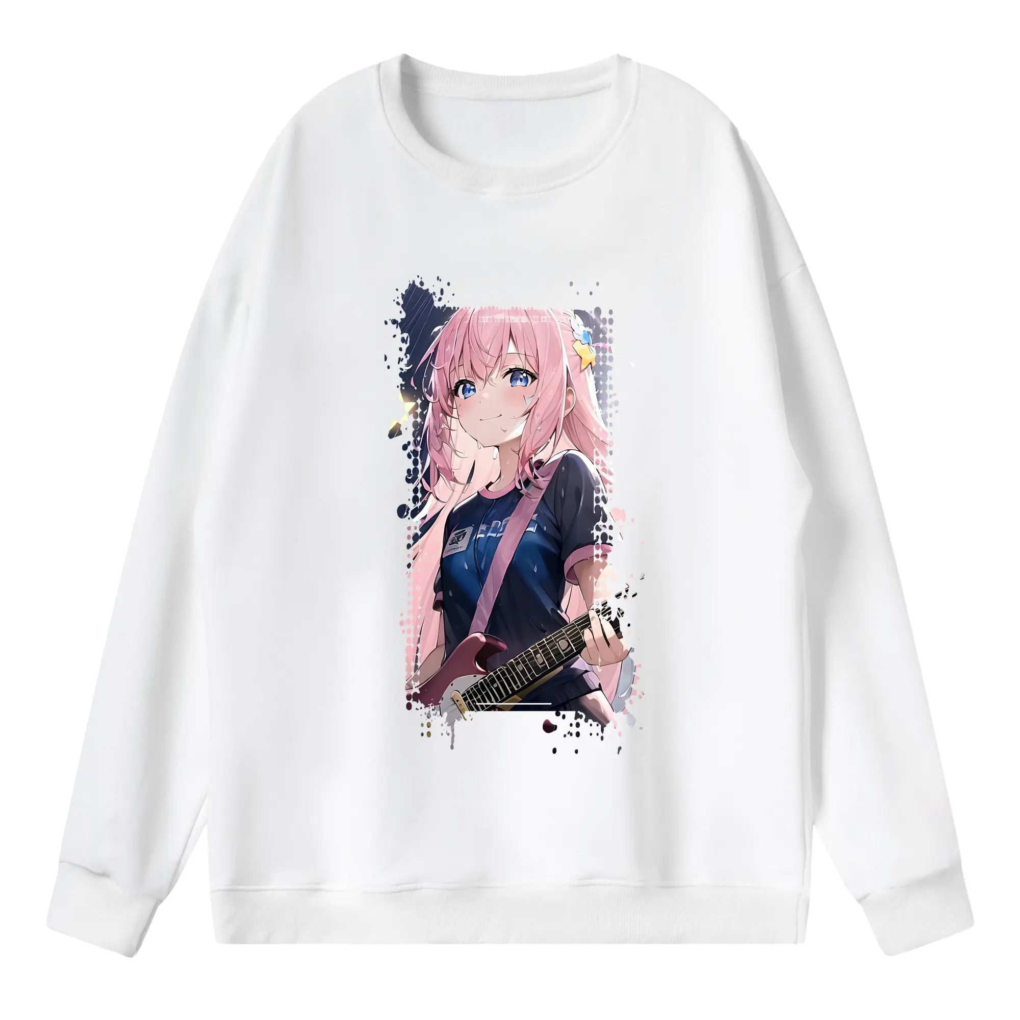 ぼっちざろっく！ グッズ,後藤ひとり - 薄手 クルーネック スウェット 裏毛260g · ポリエステル 春秋向け カジュアル 男女兼用 · トレーナー デイリー スポーツ 散歩に最適