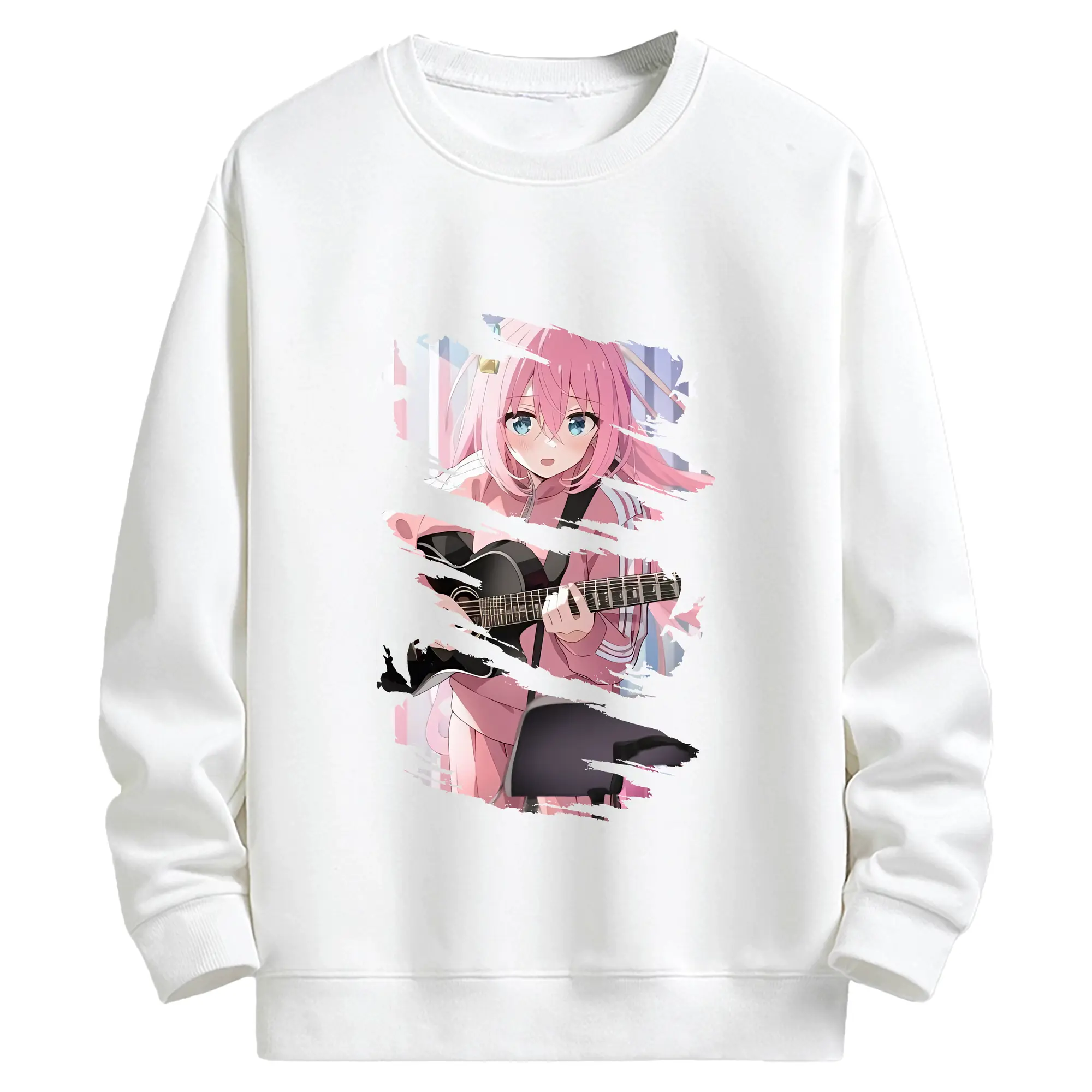 ぼっちざろっく！ グッズ,後藤ひとり - キッズ クルーネックスウェットシャツ ・ フロントプリント ・ 綿80％ ポリエステル20％ ・ 快適 通学 スポーツ 日常使い お散歩用