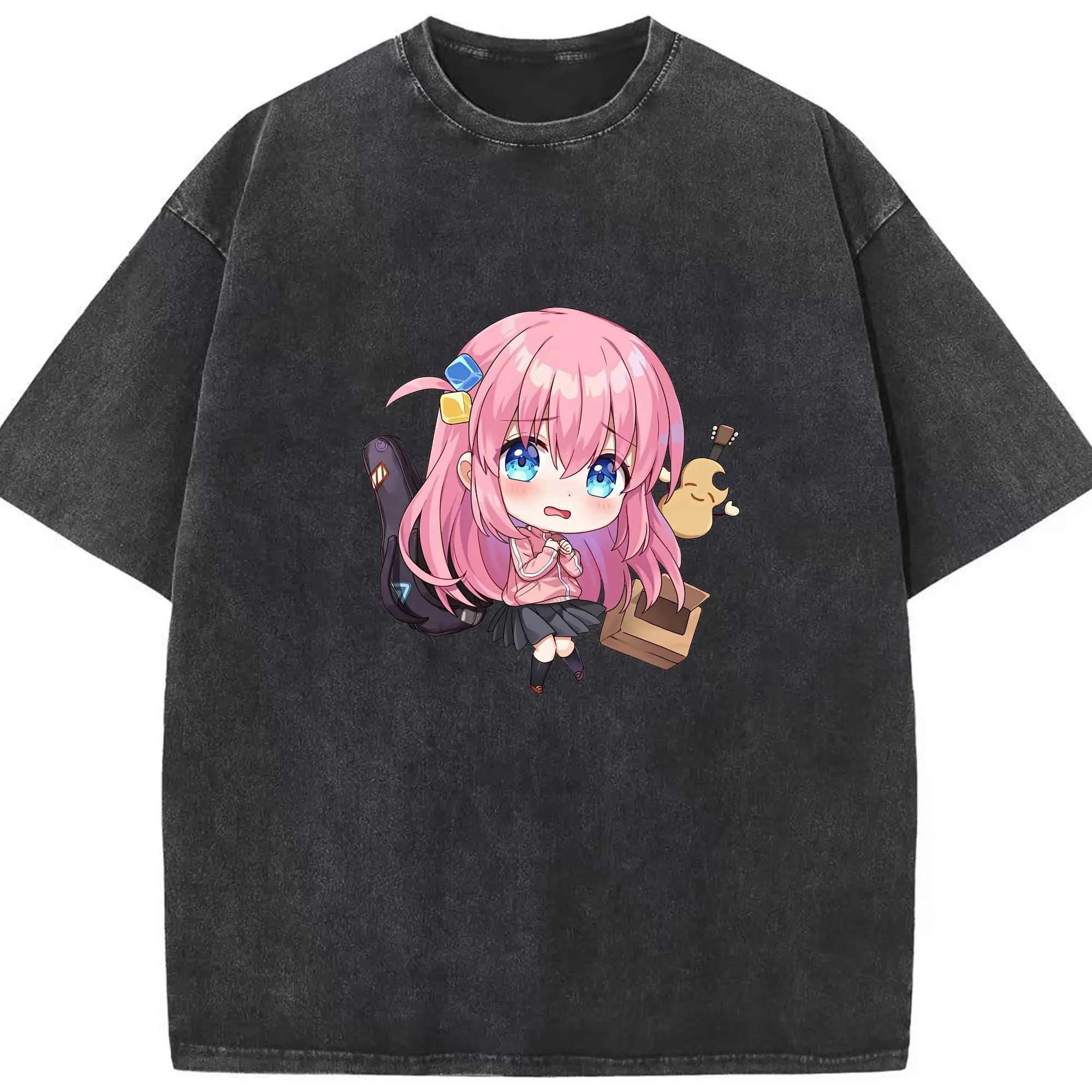 ぼっちざろっく！ グッズ,後藤ひとり - 綿100％ ヴィンテージ風 半袖Tシャツ ・ フロントプリント ・ 柔らか肌触り ・ 通気性 快適 ・ スポーツ カジュアル 外出用