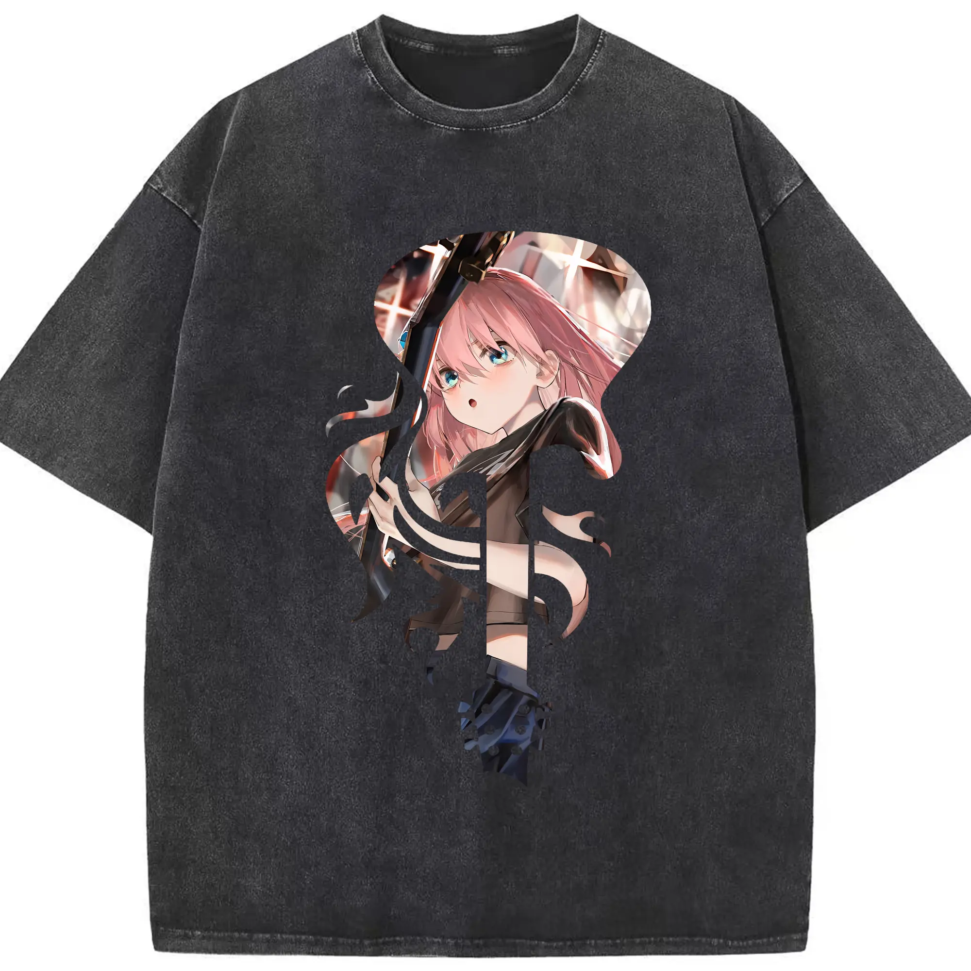 ぼっちざろっく！ グッズ,後藤ひとり - 綿100％ ヴィンテージ風 半袖Tシャツ ・ フロントプリント ・ 柔らか肌触り ・ 通気性 快適 ・ スポーツ カジュアル 外出用