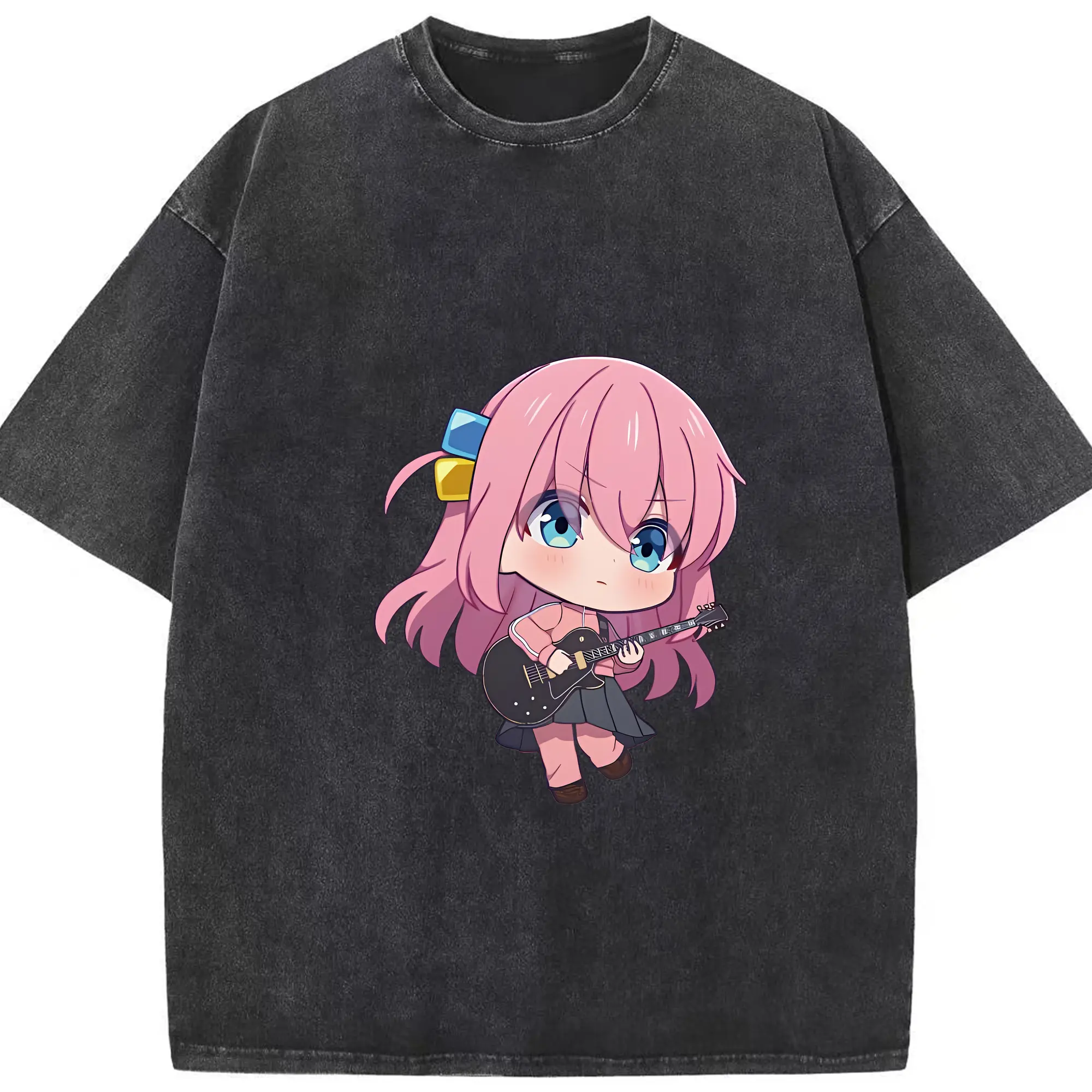 ぼっちざろっく！ グッズ,後藤ひとり - 綿100％ ヴィンテージ風 半袖Tシャツ ・ フロントプリント ・ 柔らか肌触り ・ 通気性 快適 ・ スポーツ カジュアル 外出用