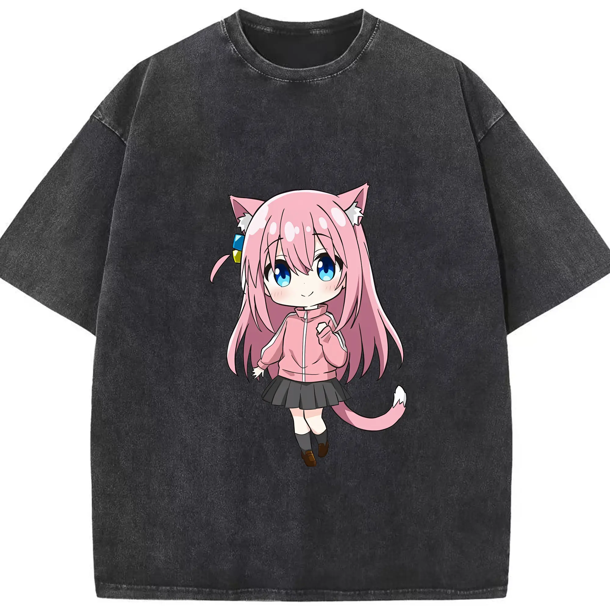 ぼっちざろっく！ グッズ,後藤ひとり - 綿100％ ヴィンテージ風 半袖Tシャツ ・ フロントプリント ・ 柔らか肌触り ・ 通気性 快適 ・ スポーツ カジュアル 外出用