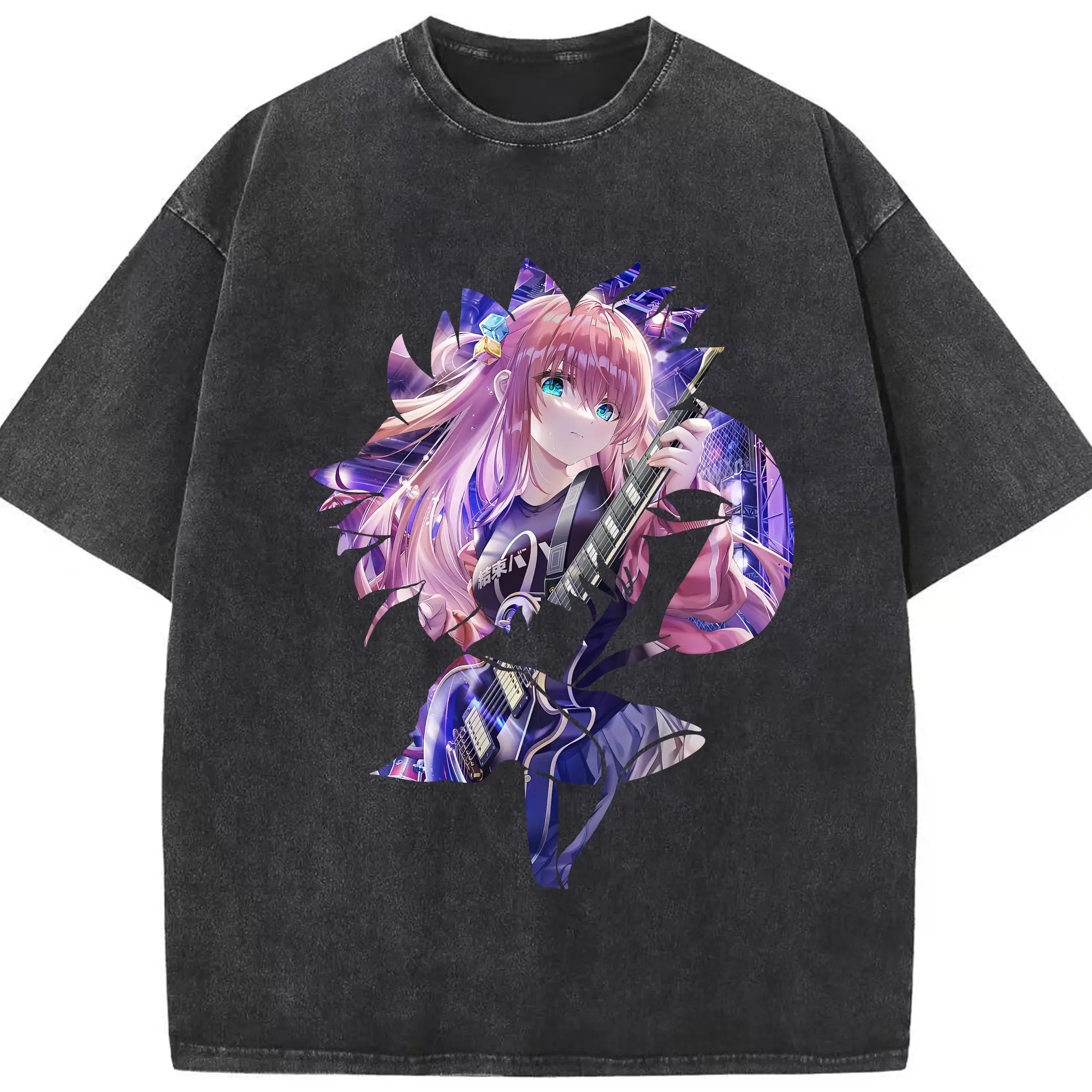 ぼっちざろっく！ グッズ,後藤ひとり - 綿100％ ヴィンテージ風 半袖Tシャツ ・ フロントプリント ・ 柔らか肌触り ・ 通気性 快適 ・ スポーツ カジュアル 外出用