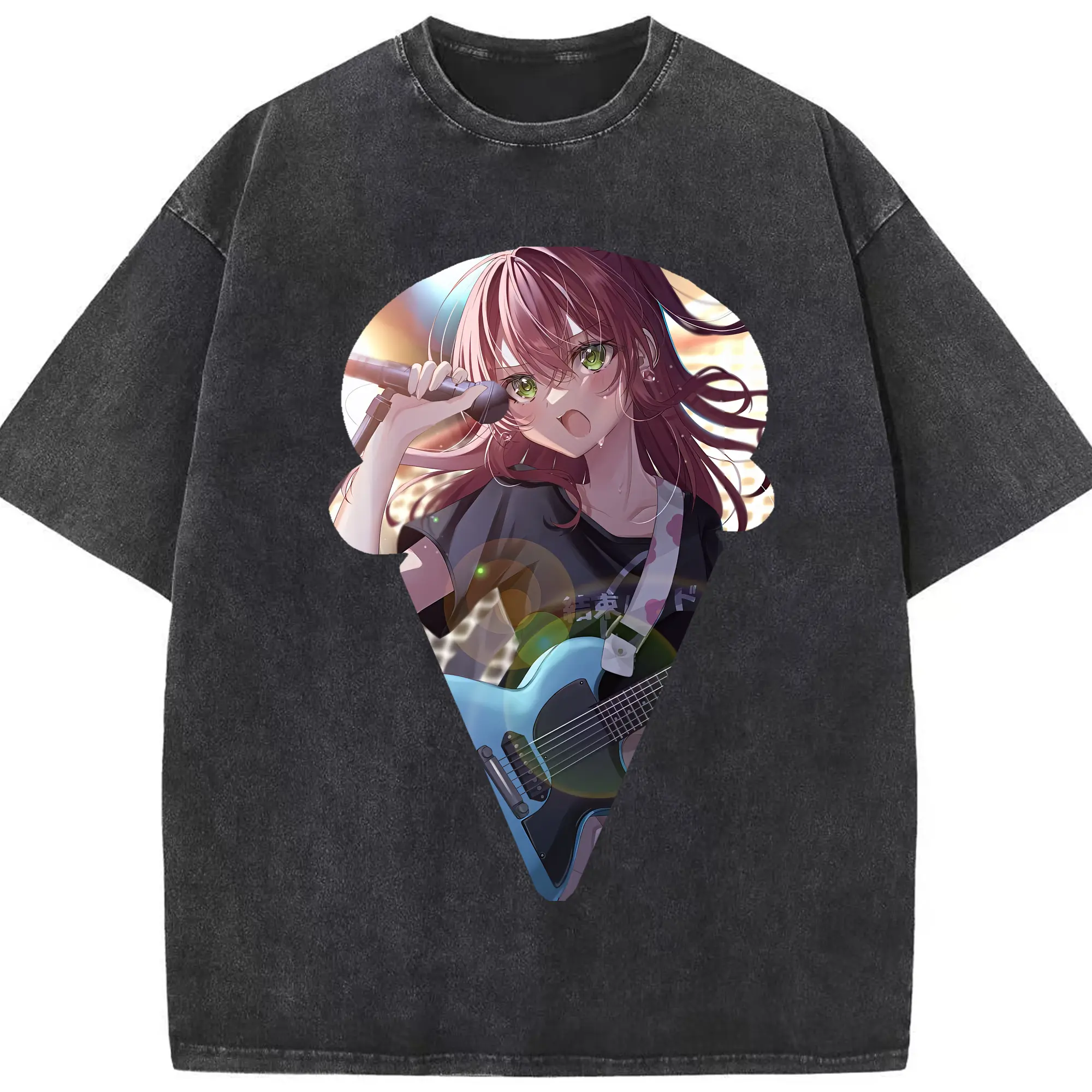 ぼっちざろっく！ グッズ,後藤ひとり - 綿100％ ヴィンテージ風 半袖Tシャツ ・ フロントプリント ・ 柔らか肌触り ・ 通気性 快適 ・ スポーツ カジュアル 外出用