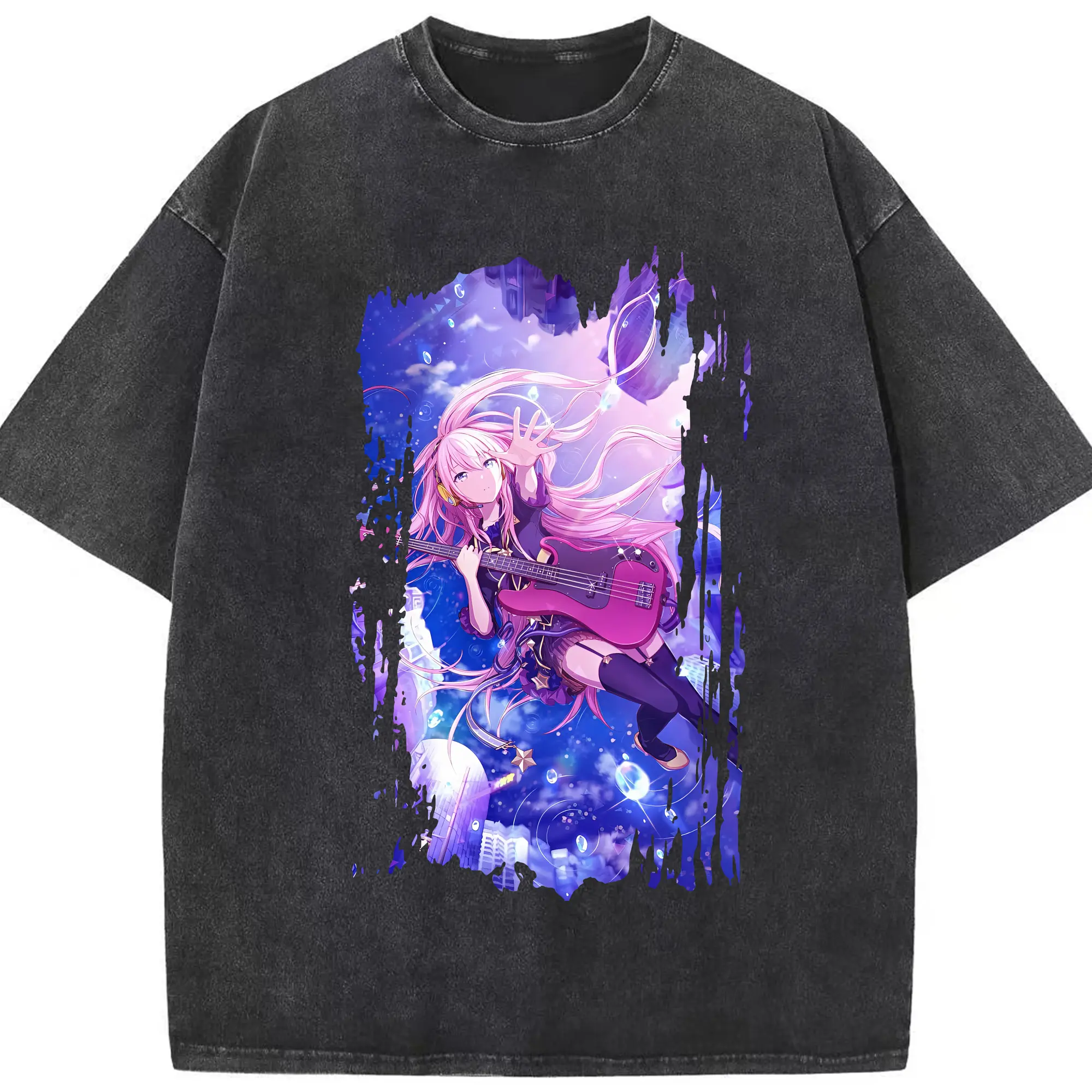 ぼっちざろっく！ グッズ,後藤ひとり - 綿100％ ヴィンテージ風 半袖Tシャツ ・ フロントプリント ・ 柔らか肌触り ・ 通気性 快適 ・ スポーツ カジュアル 外出用