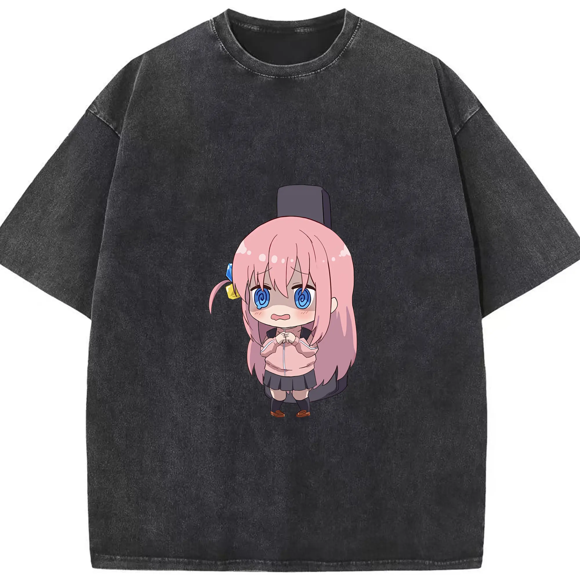 ぼっちざろっく！ グッズ,後藤ひとり - 綿100％ ヴィンテージ風 半袖Tシャツ ・ フロントプリント ・ 柔らか肌触り ・ 通気性 快適 ・ スポーツ カジュアル 外出用