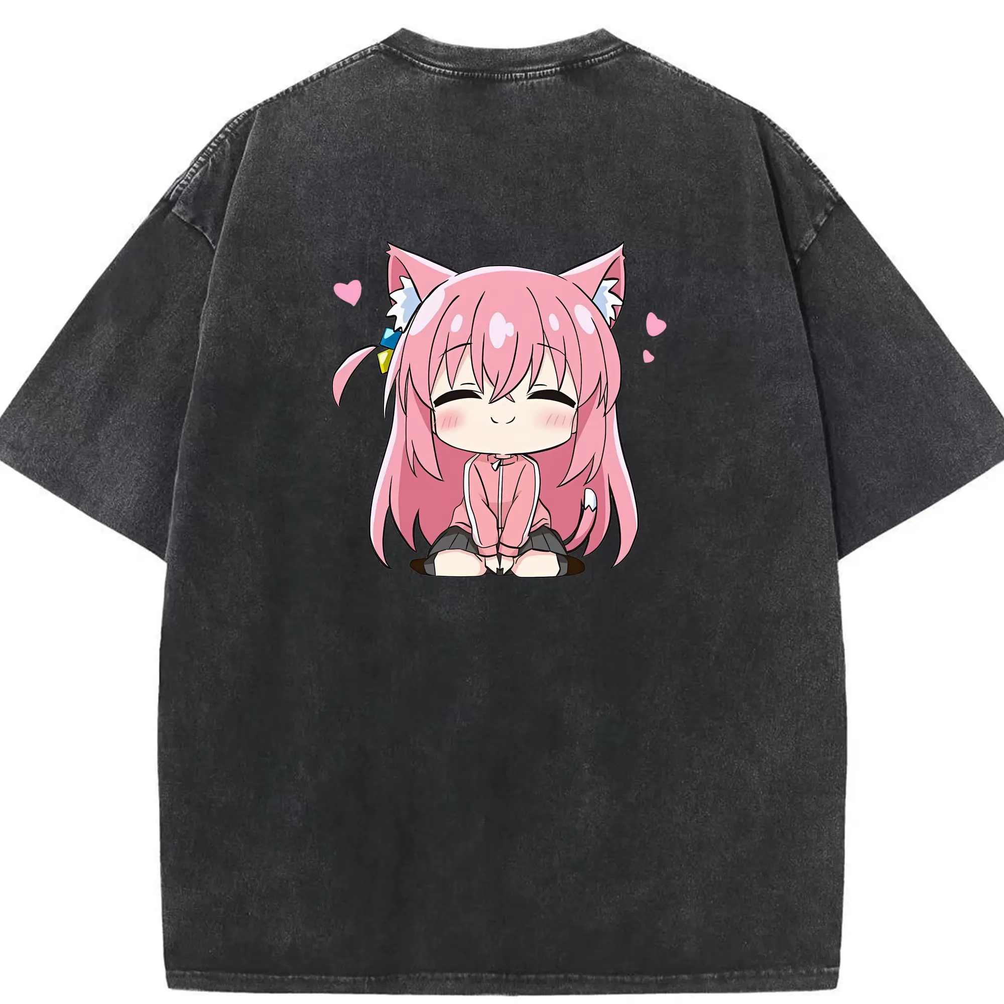 ぼっちざろっく！ グッズ,後藤ひとり - 綿100％ ヴィンテージ風 半袖Tシャツ ・ 背面プリント ・ 柔らか肌触り ・ 通気性 快適 ・ スポーツ カジュアル 外出用