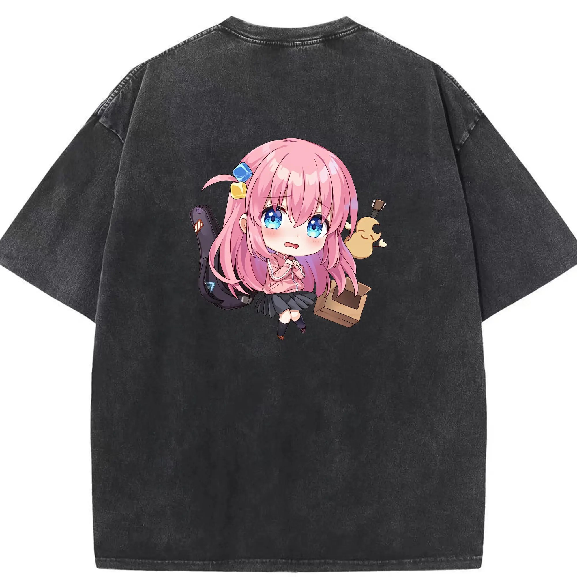 ぼっちざろっく！ グッズ,後藤ひとり - 綿100％ ヴィンテージ風 半袖Tシャツ ・ 背面プリント ・ 柔らか肌触り ・ 通気性 快適 ・ スポーツ カジュアル 外出用