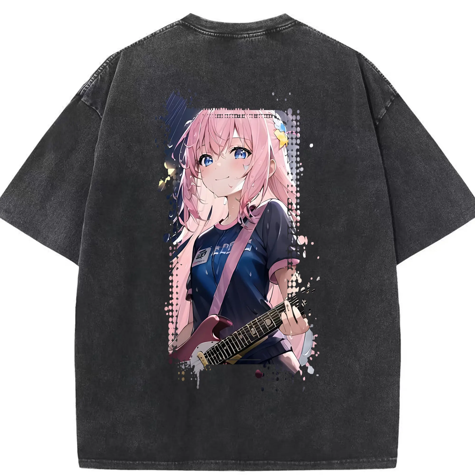 ぼっちざろっく！ グッズ,後藤ひとり - 綿100％ ヴィンテージ風 半袖Tシャツ ・ 背面プリント ・ 柔らか肌触り ・ 通気性 快適 ・ スポーツ カジュアル 外出用