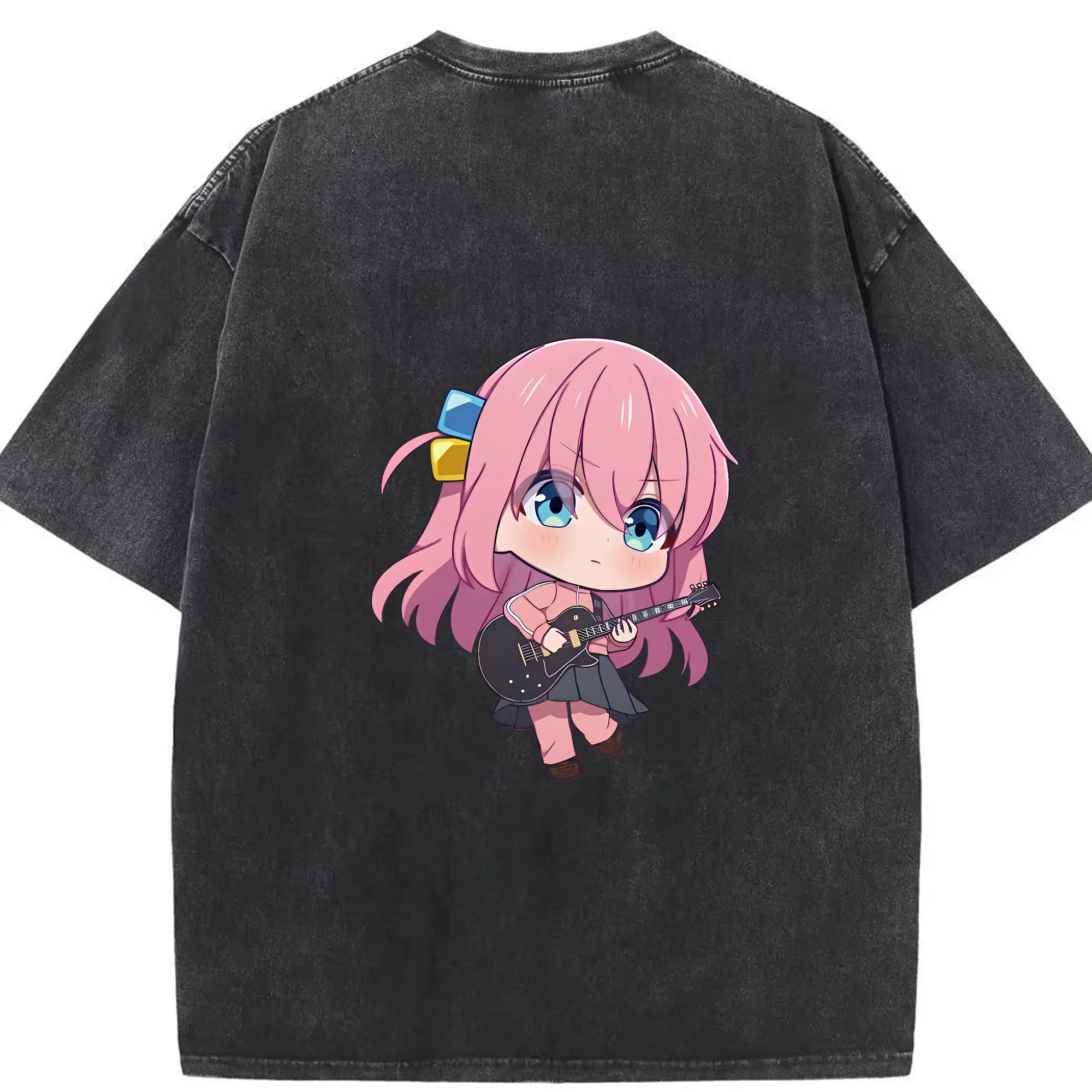 ぼっちざろっく！ グッズ,後藤ひとり - 綿100％ ヴィンテージ風 半袖Tシャツ ・ 背面プリント ・ 柔らか肌触り ・ 通気性 快適 ・ スポーツ カジュアル 外出用