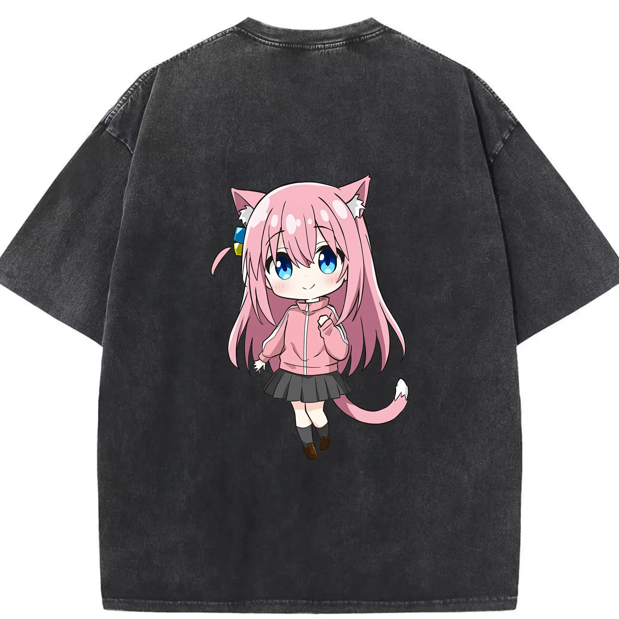 ぼっちざろっく！ グッズ,後藤ひとり - 綿100％ ヴィンテージ風 半袖Tシャツ ・ 背面プリント ・ 柔らか肌触り ・ 通気性 快適 ・ スポーツ カジュアル 外出用