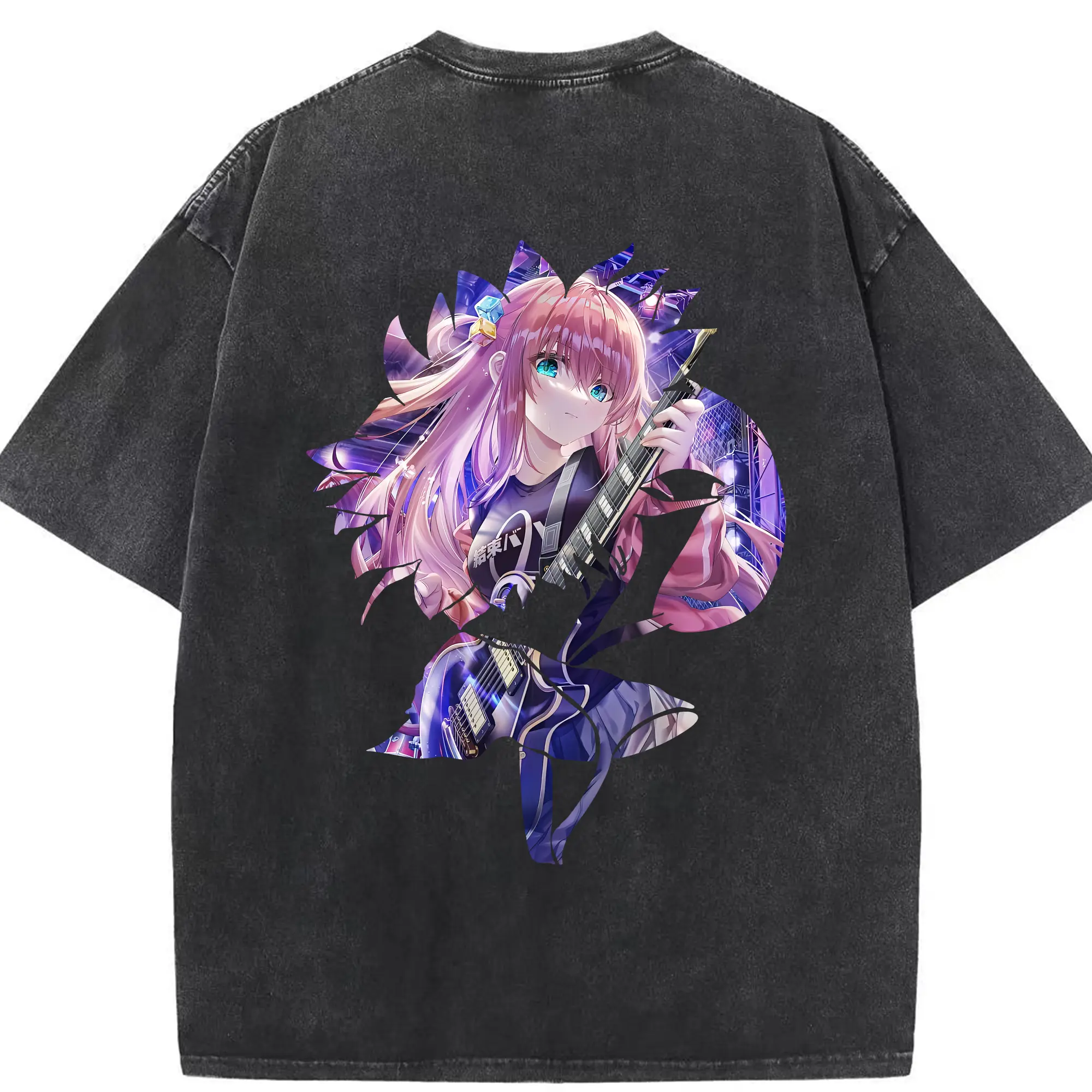 ぼっちざろっく！ グッズ,後藤ひとり - 綿100％ ヴィンテージ風 半袖Tシャツ ・ 背面プリント ・ 柔らか肌触り ・ 通気性 快適 ・ スポーツ カジュアル 外出用