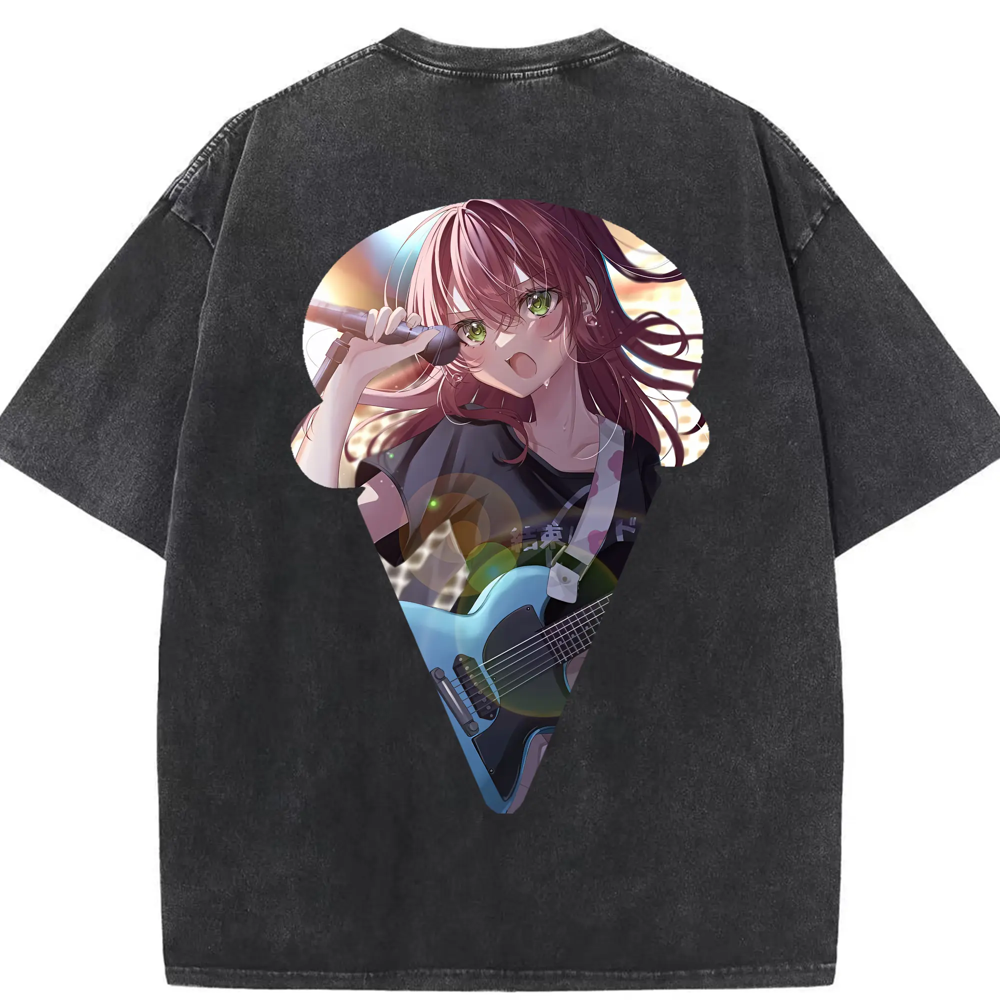 ぼっちざろっく！ グッズ,後藤ひとり - 綿100％ ヴィンテージ風 半袖Tシャツ ・ 背面プリント ・ 柔らか肌触り ・ 通気性 快適 ・ スポーツ カジュアル 外出用