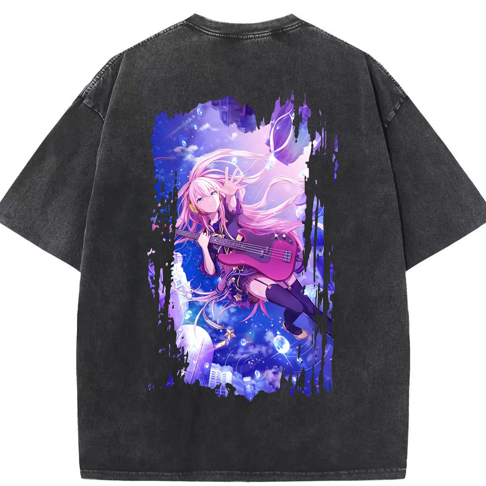 ぼっちざろっく！ グッズ,後藤ひとり - 綿100％ ヴィンテージ風 半袖Tシャツ ・ 背面プリント ・ 柔らか肌触り ・ 通気性 快適 ・ スポーツ カジュアル 外出用