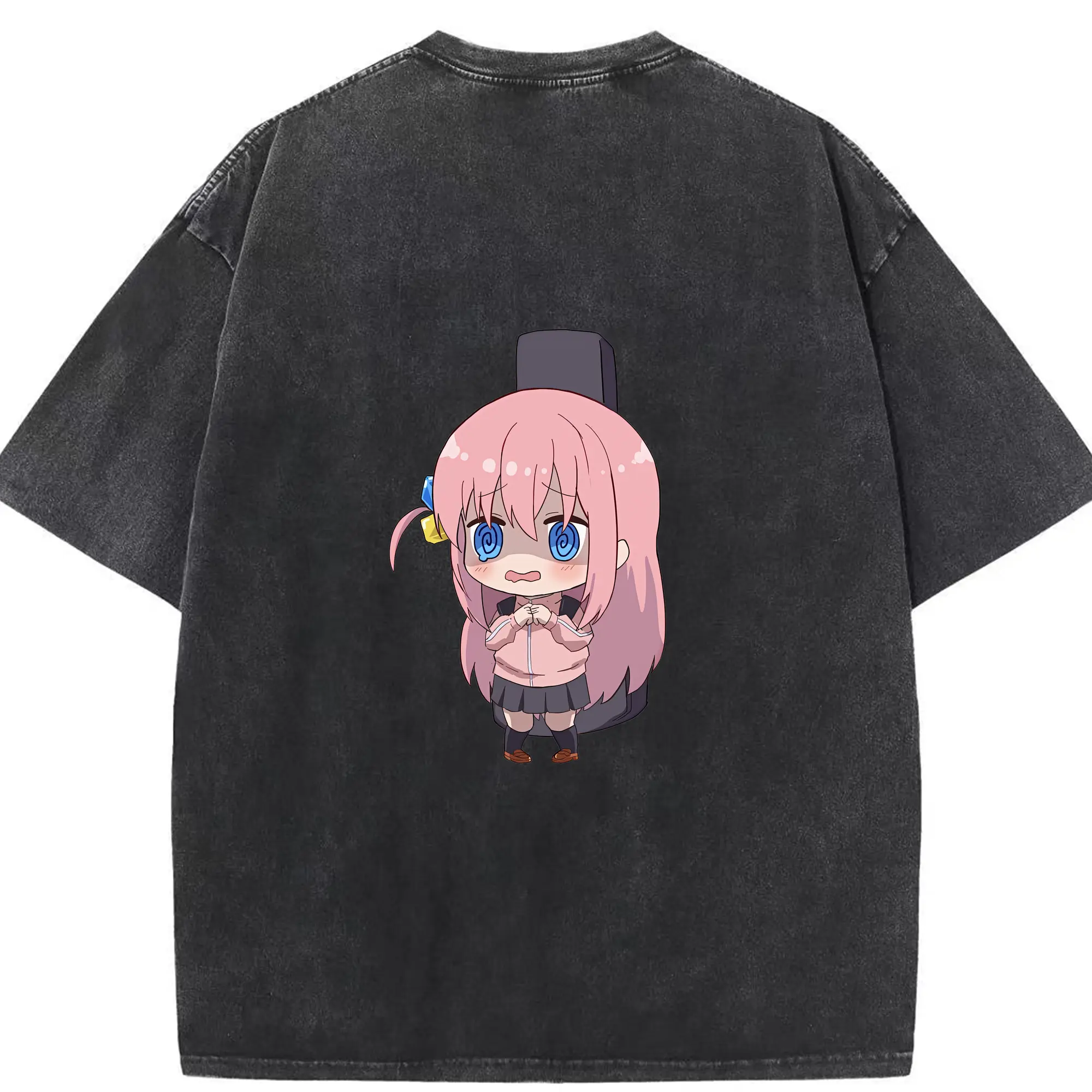 ぼっちざろっく！ グッズ,後藤ひとり - 綿100％ ヴィンテージ風 半袖Tシャツ ・ 背面プリント ・ 柔らか肌触り ・ 通気性 快適 ・ スポーツ カジュアル 外出用