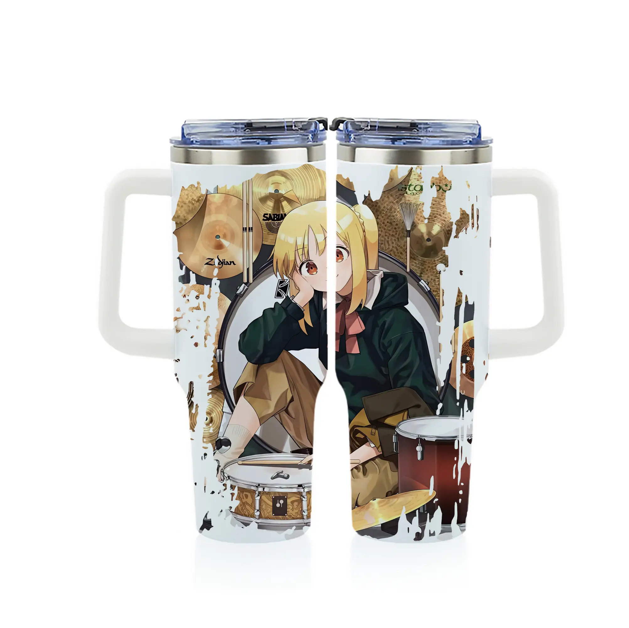 ぼっちざろっく！ グッズ,伊地知虹夏 - 1200mL フルプリント車用タンブラー ・ 304ステンレス 内側 ・ 201ステンレス 外側 ・ 保温 保冷 ・ 通勤 ドライブ アウトドア用