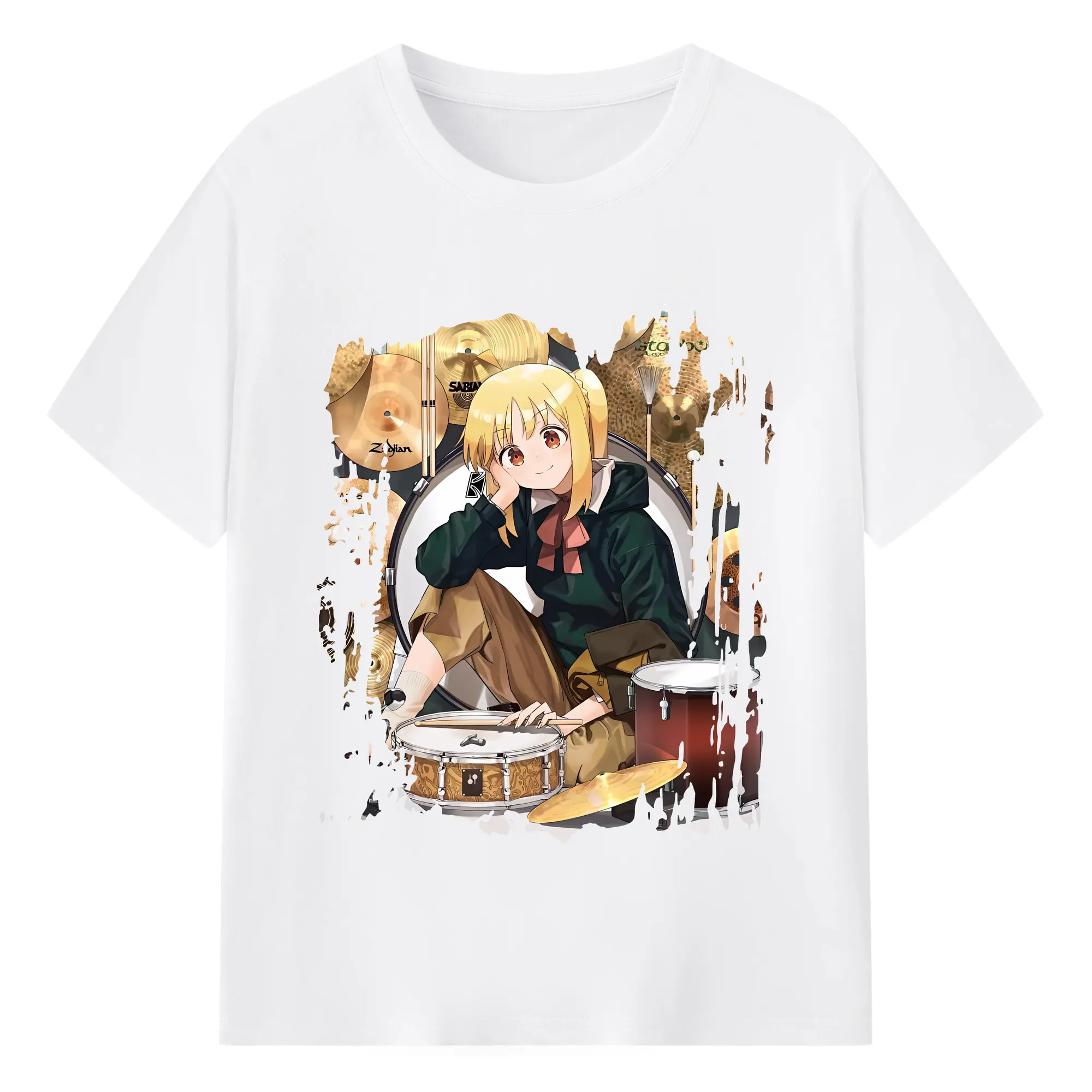 ぼっちざろっく！ グッズ,伊地知虹夏 - 綿100％ 半袖Tシャツ ・ フロントプリント ・ 快適 通気性 ・ 日常使い 散歩 スポーツ用