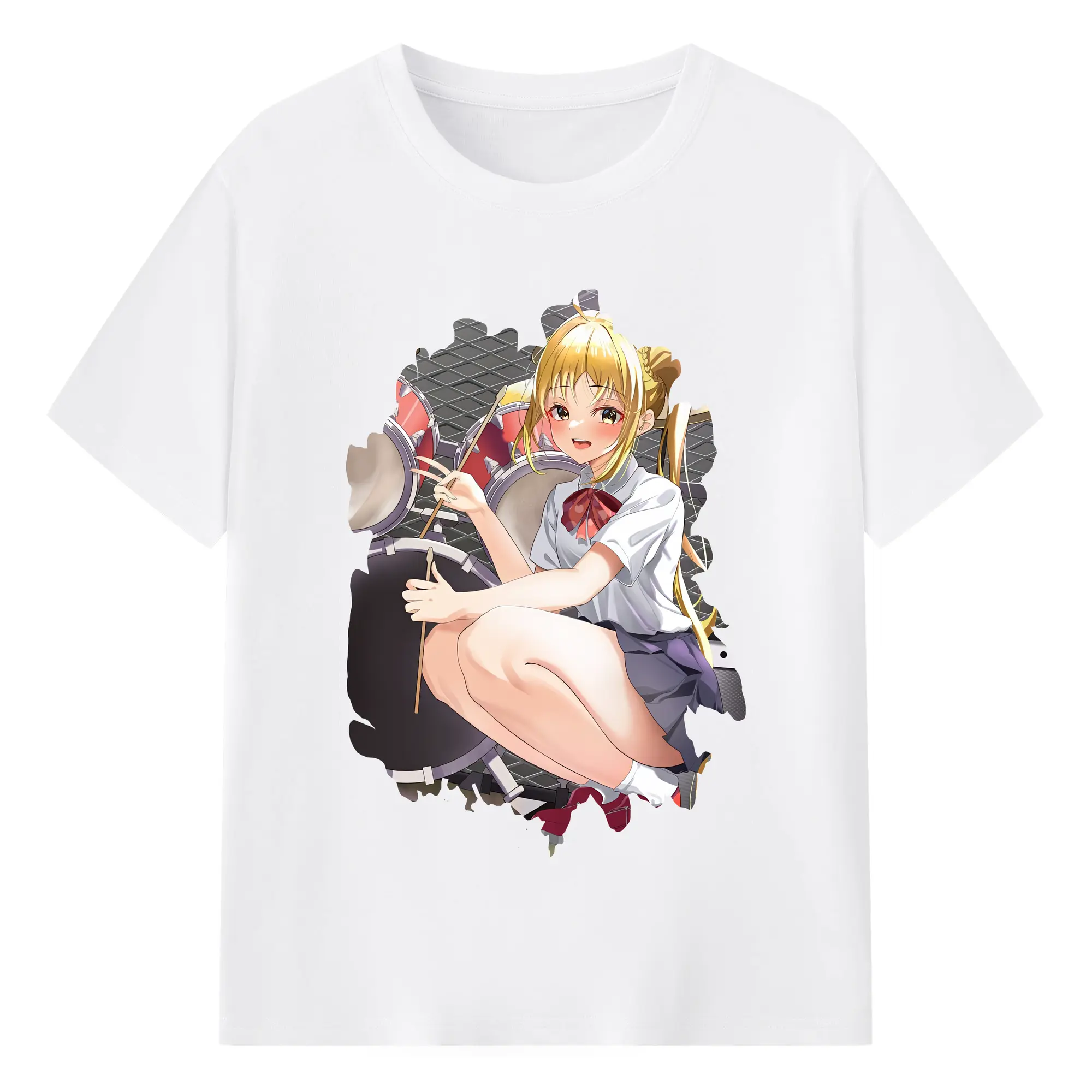 ぼっちざろっく！ グッズ,伊地知虹夏 - 綿100％ 半袖Tシャツ ・ フロントプリント ・ 快適 通気性 ・ 日常使い 散歩 スポーツ用