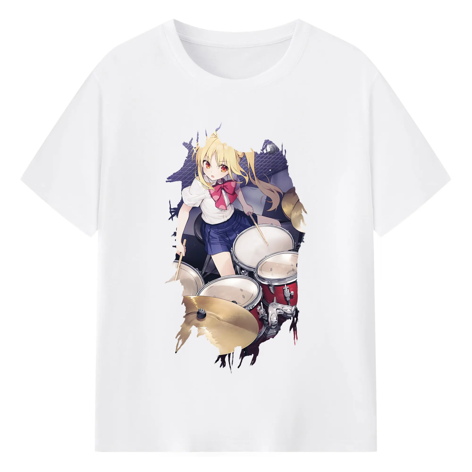 ぼっちざろっく！ グッズ,伊地知虹夏 - 綿100％ 半袖Tシャツ ・ フロントプリント ・ 快適 通気性 ・ 日常使い 散歩 スポーツ用