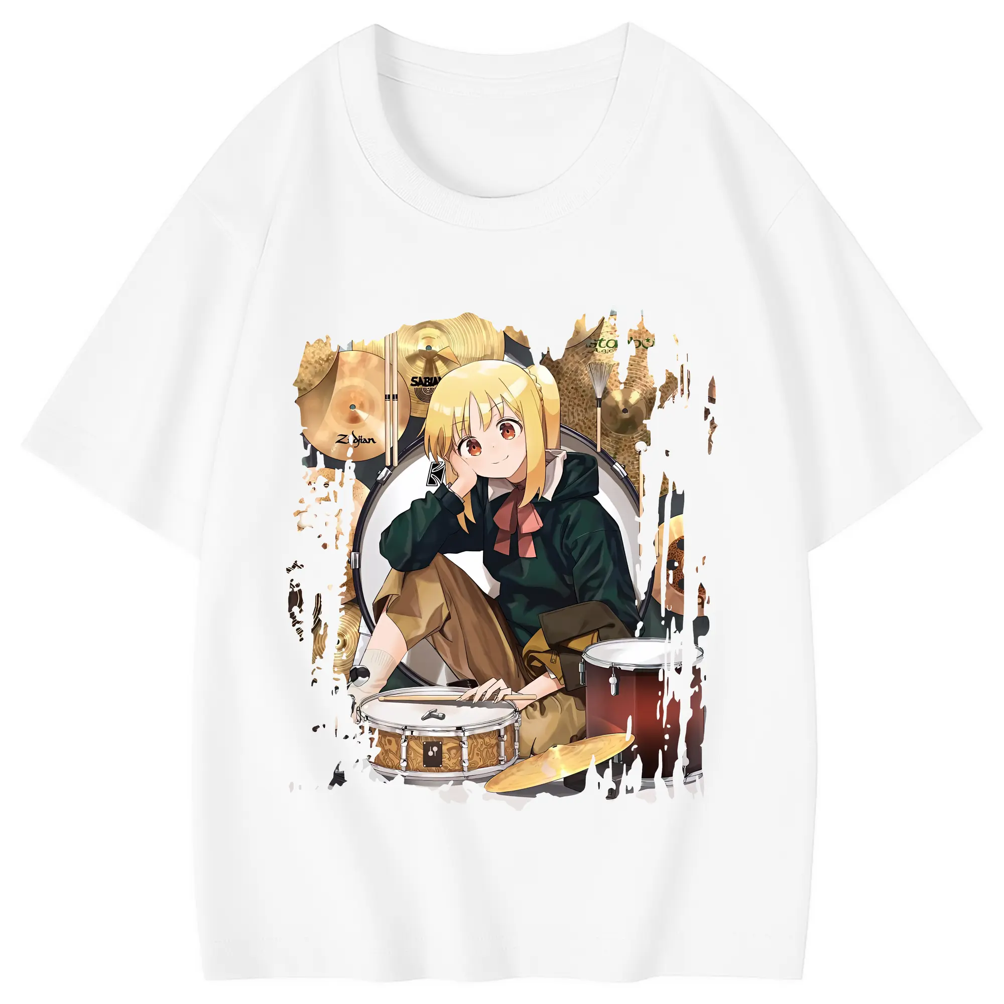 ぼっちざろっく！ グッズ,伊地知虹夏 - 綿100％ キッズTシャツ ・ フロントプリント ・ 快適 通気性 ・ スポーツ カジュアル 散歩用