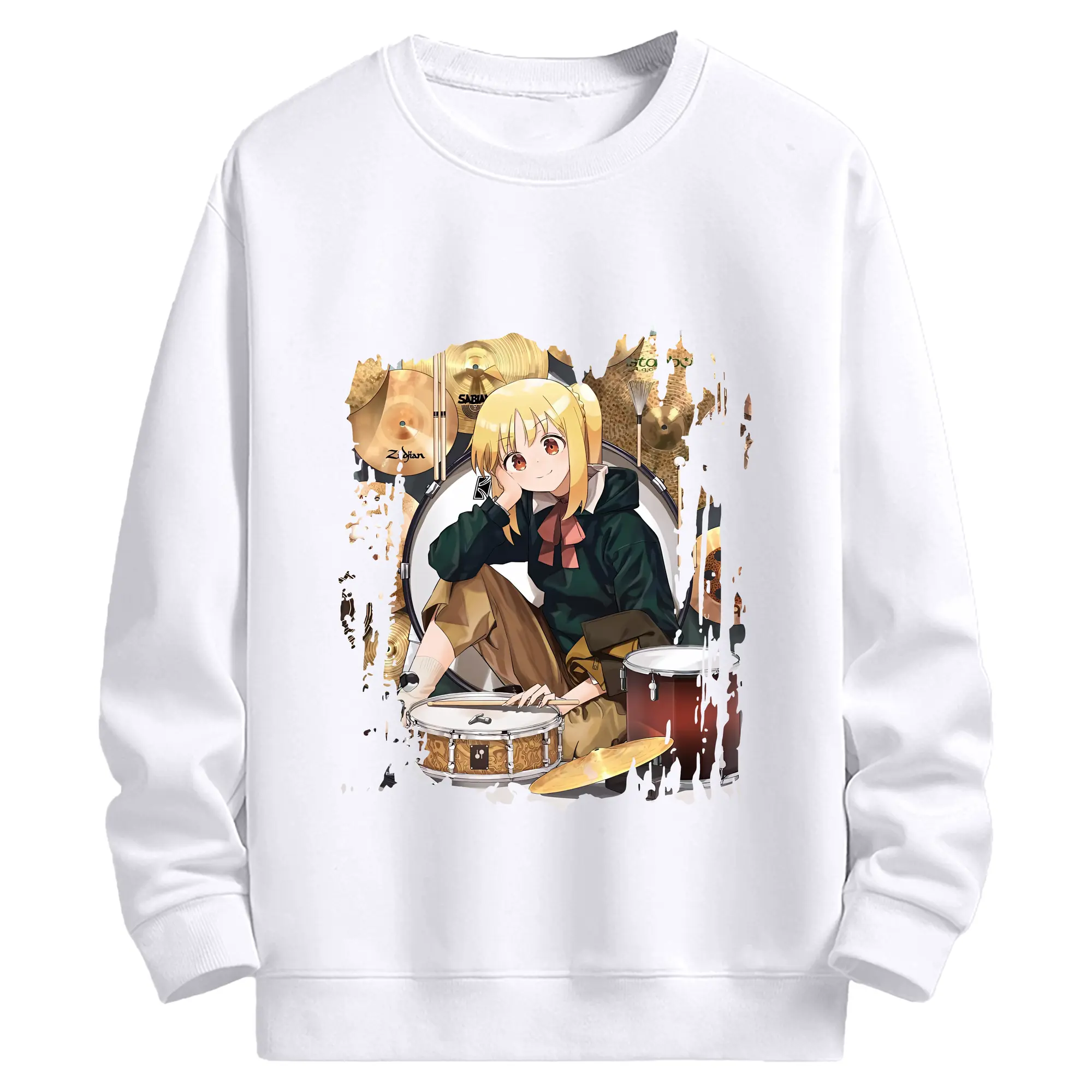 ぼっちざろっく！ グッズ,伊地知虹夏 - 高品質 クルーネック スウェット ・ コットン59％ ポリエステル41％ ・ ユニセックス 長袖 トレーナー ・ カジュアル デイリー スポーツ 散歩用