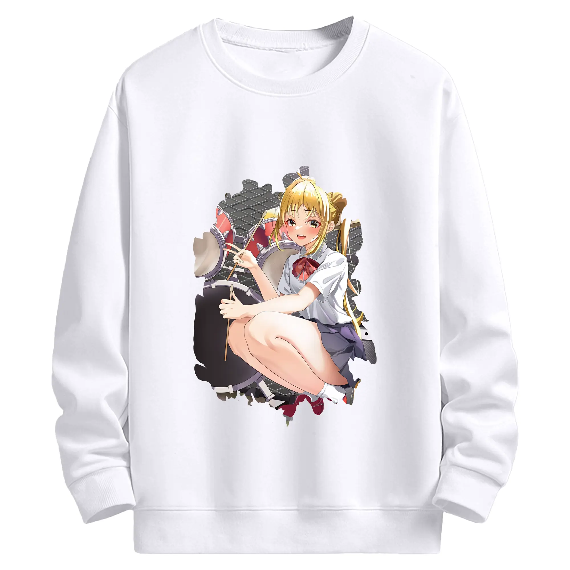 ぼっちざろっく！ グッズ,伊地知虹夏 - 高品質 クルーネック スウェット ・ コットン59％ ポリエステル41％ ・ ユニセックス 長袖 トレーナー ・ カジュアル デイリー スポーツ 散歩用