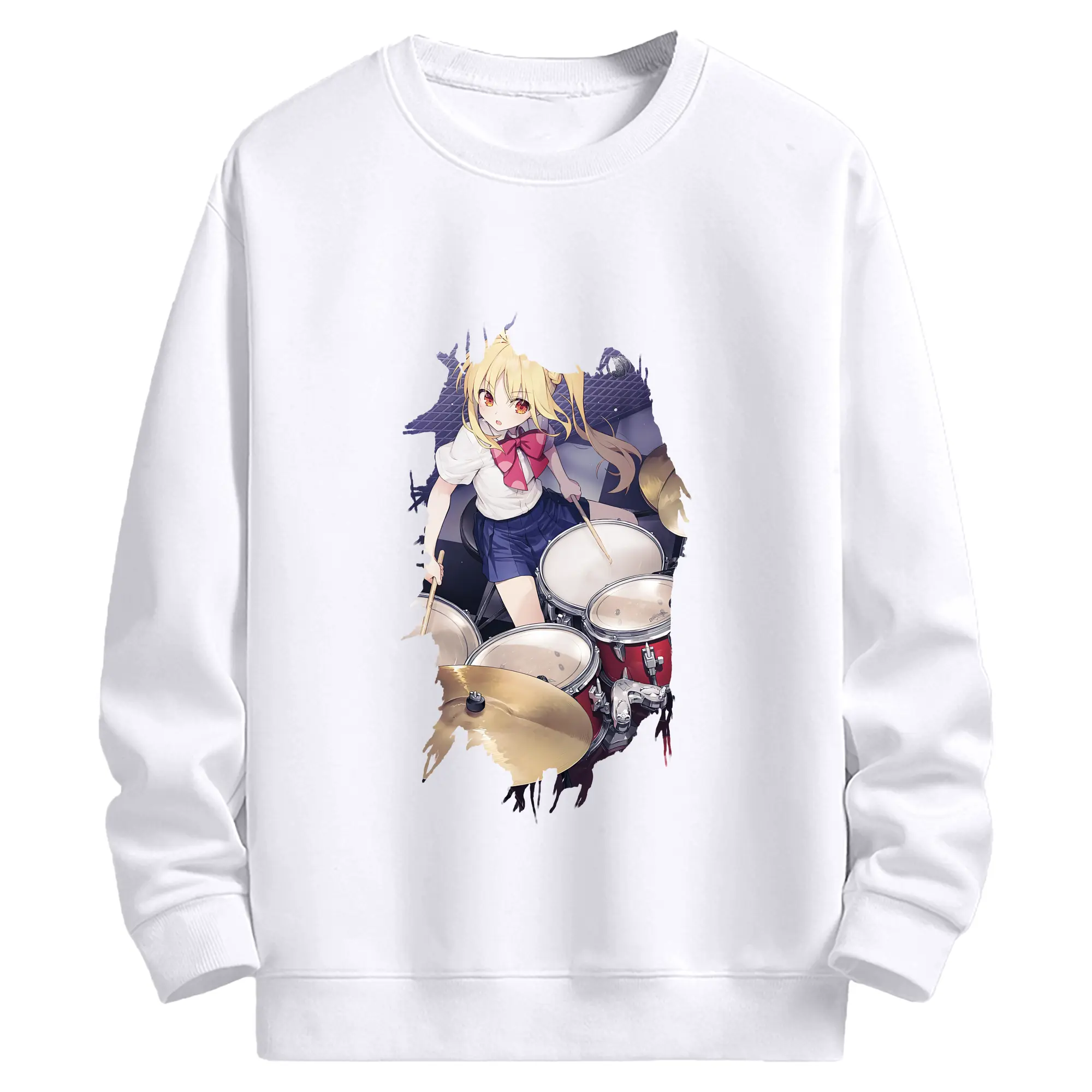 ぼっちざろっく！ グッズ,伊地知虹夏 - 高品質 クルーネック スウェット ・ コットン59％ ポリエステル41％ ・ ユニセックス 長袖 トレーナー ・ カジュアル デイリー スポーツ 散歩用