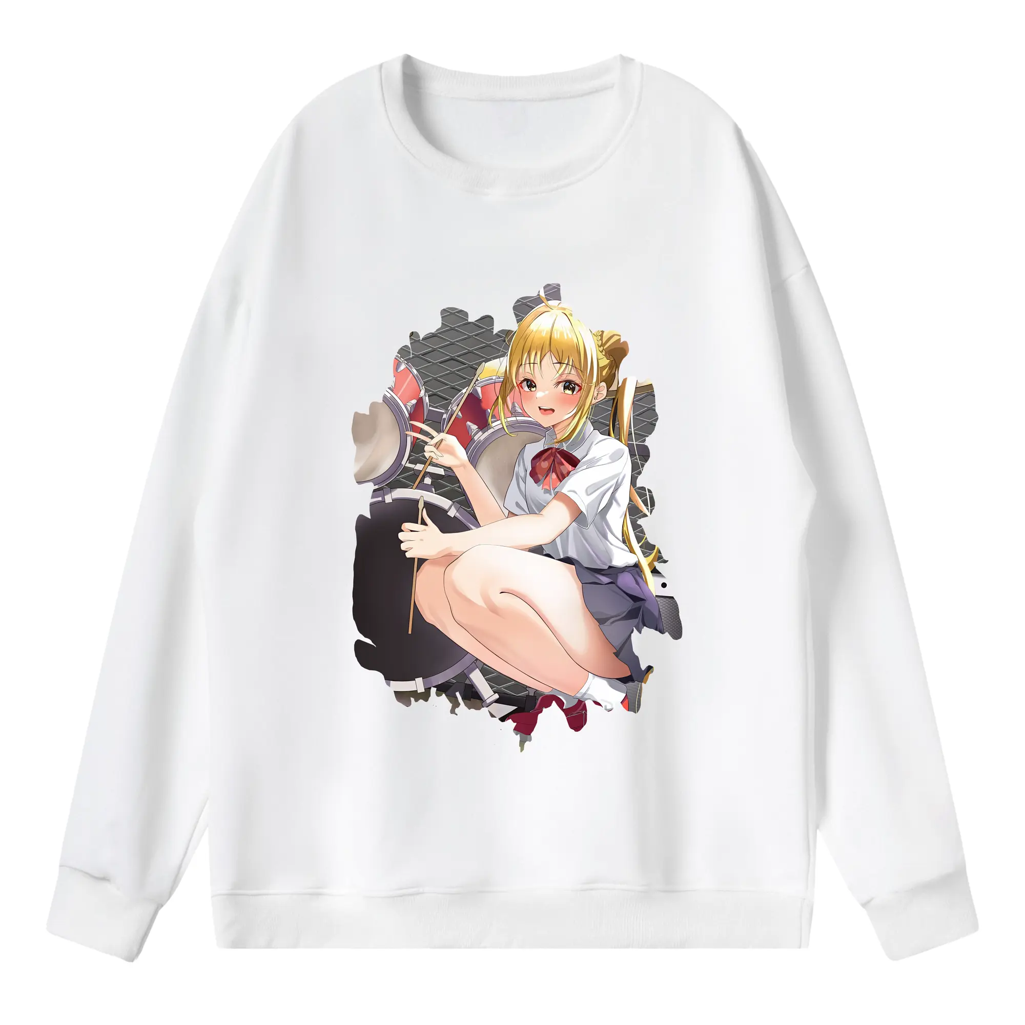 ぼっちざろっく！ グッズ,伊地知虹夏 - 薄手 クルーネック スウェット 裏毛260g · ポリエステル 春秋向け カジュアル 男女兼用 · トレーナー デイリー スポーツ 散歩に最適