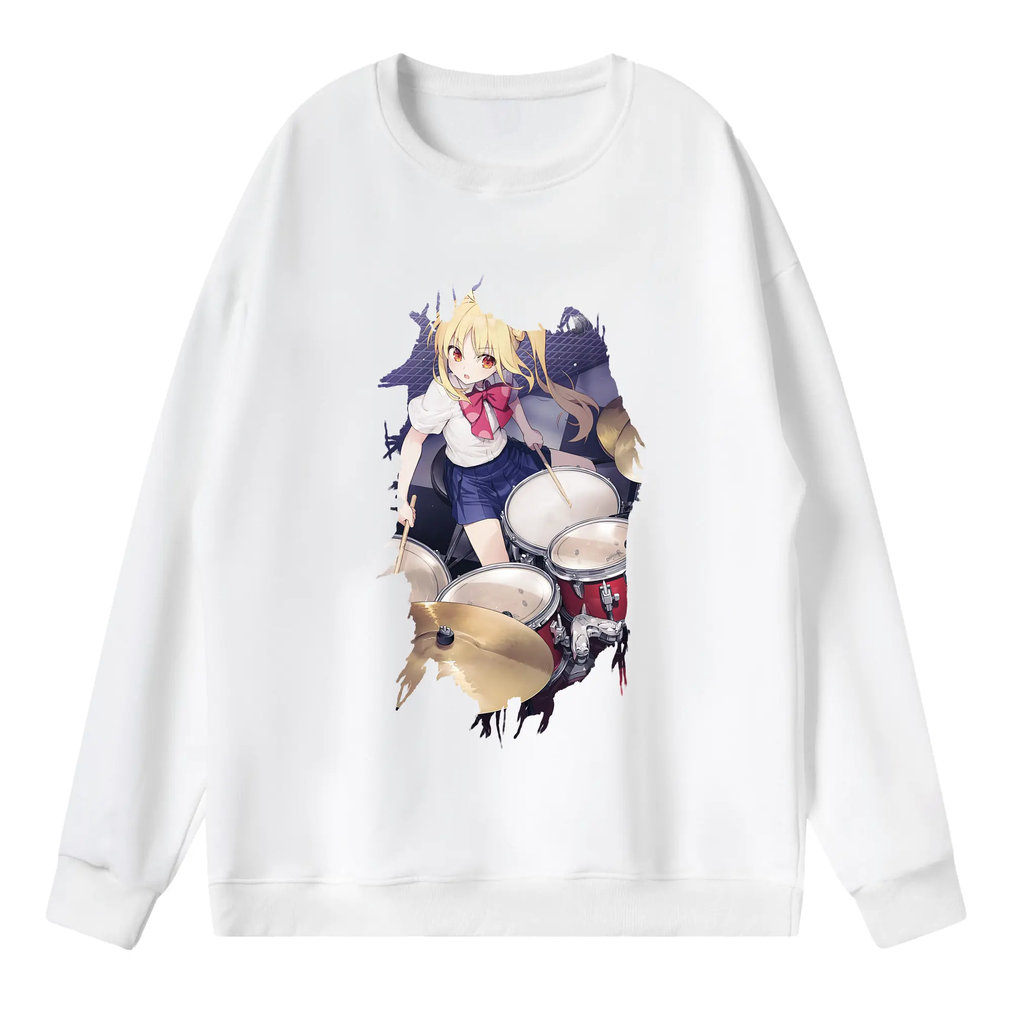 ぼっちざろっく！ グッズ,伊地知虹夏 - 薄手 クルーネック スウェット 裏毛260g · ポリエステル 春秋向け カジュアル 男女兼用 · トレーナー デイリー スポーツ 散歩に最適